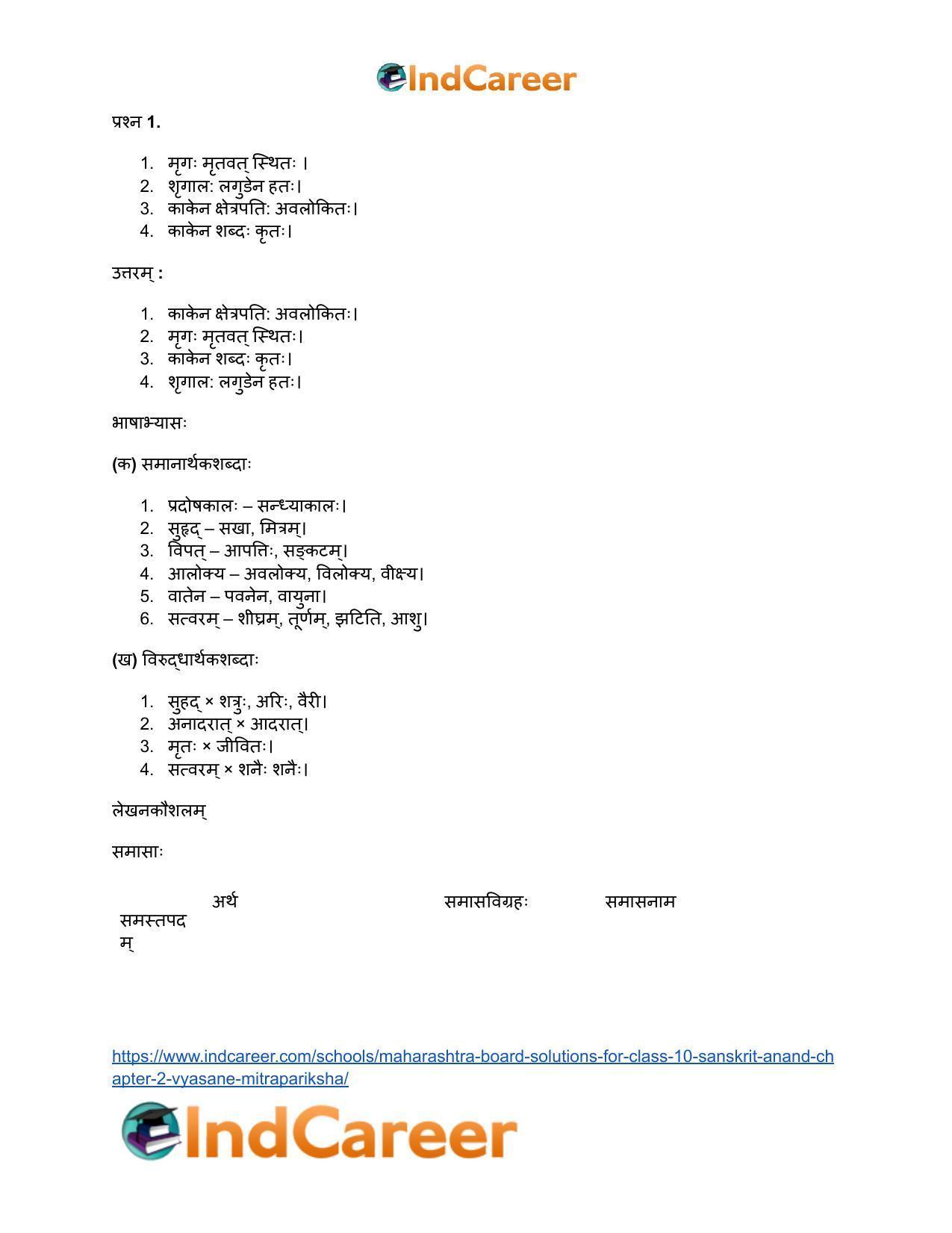 Maharashtra Board Solutions for Class 10- Sanskrit Anand: Chapter 2- व्यसने मित्रपरीक्षा - Page 26
