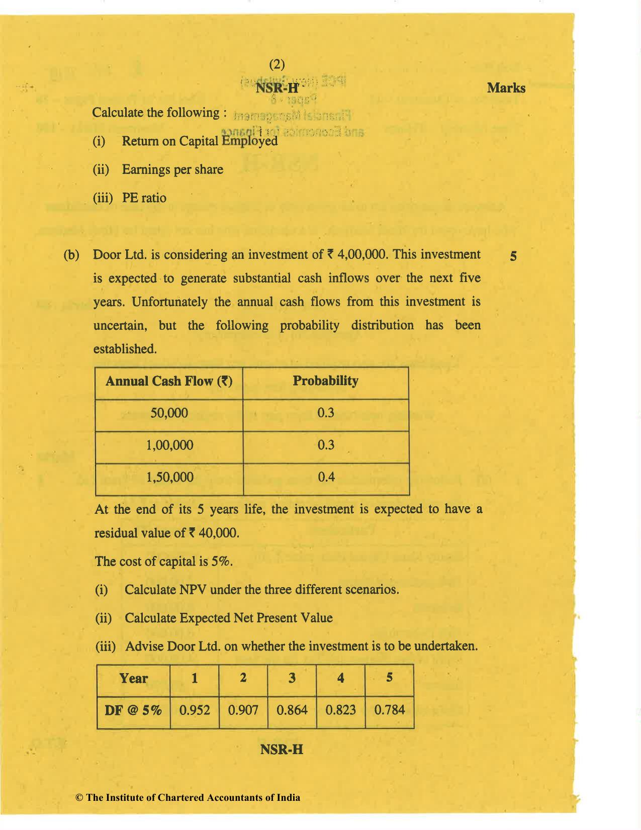 CA Inter Nov 2019 Question Paper - Paper 8 – Financial Management & Economics for Finance - Page 2
