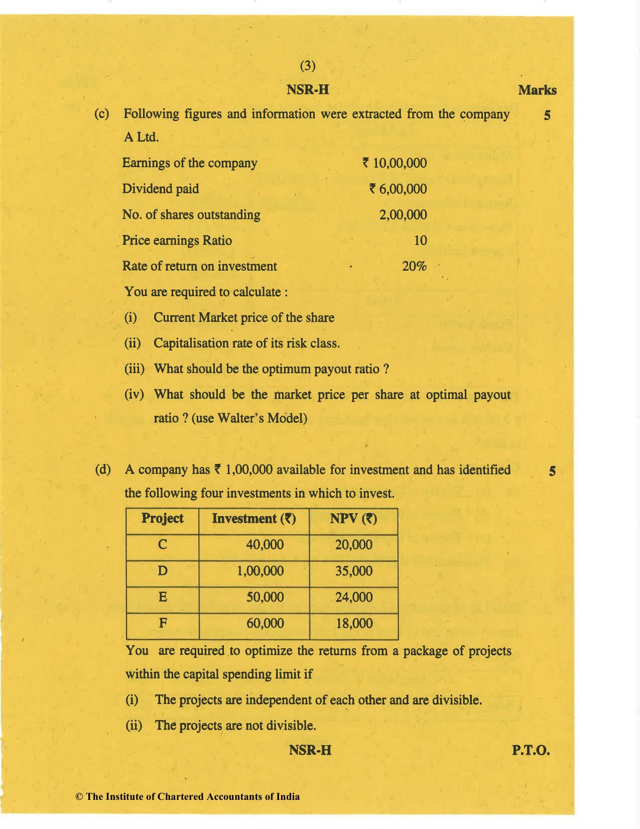 CA Inter Nov 2019 Question Paper - Paper 8 – Financial Management & Economics for Finance - Page 3