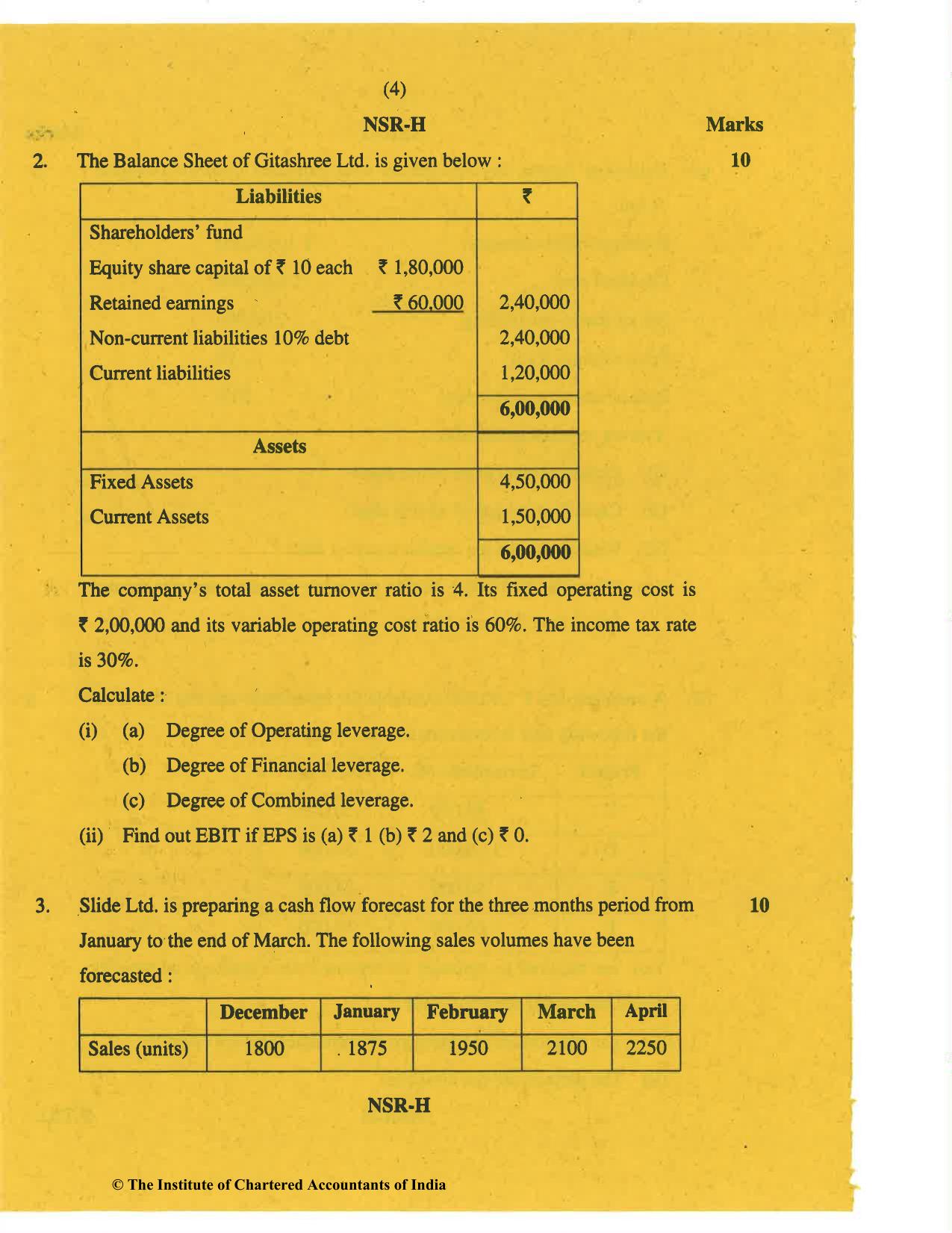 CA Inter Nov 2019 Question Paper - Paper 8 – Financial Management & Economics for Finance - Page 4