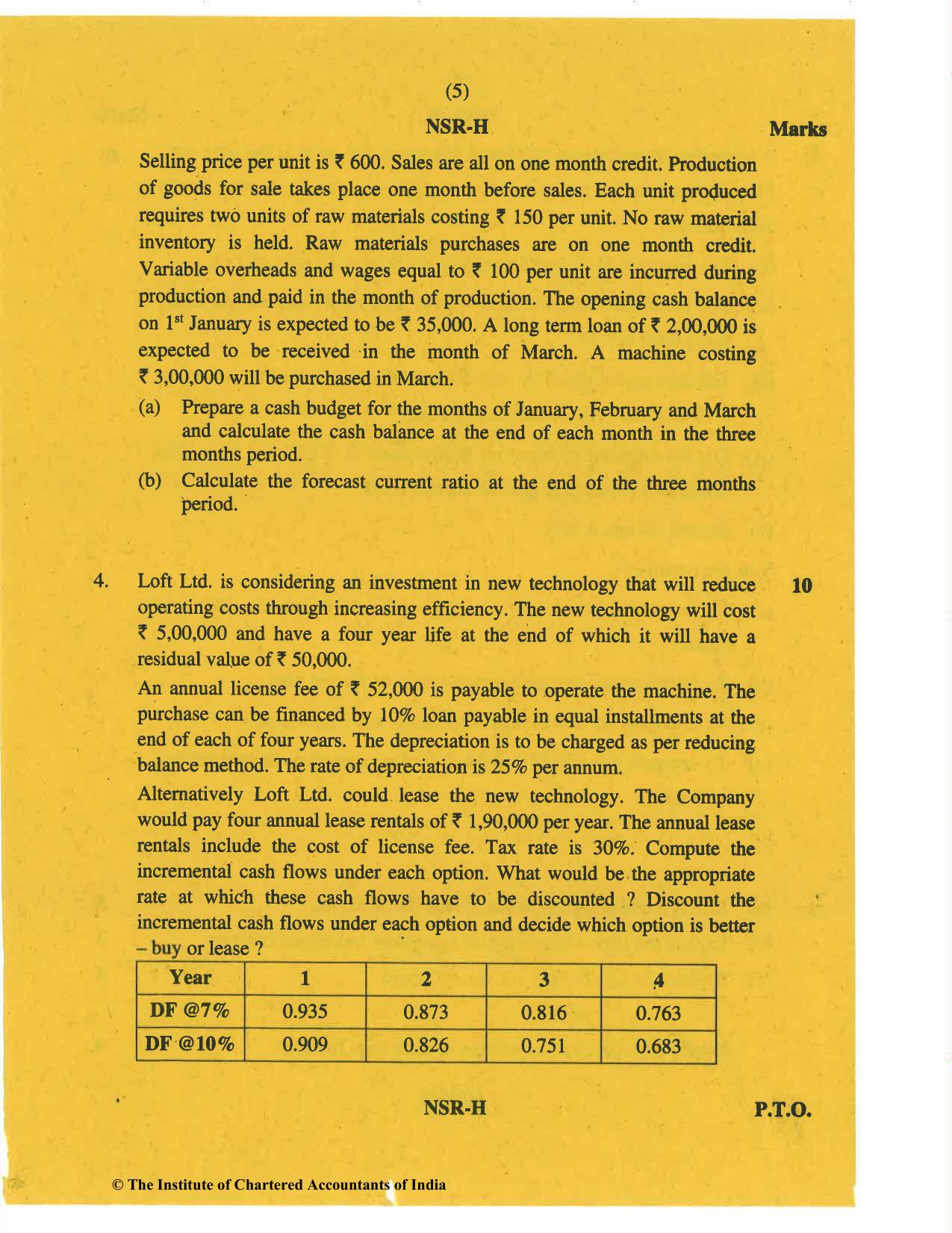CA Inter Nov 2019 Question Paper - Paper 8 – Financial Management & Economics for Finance - Page 5