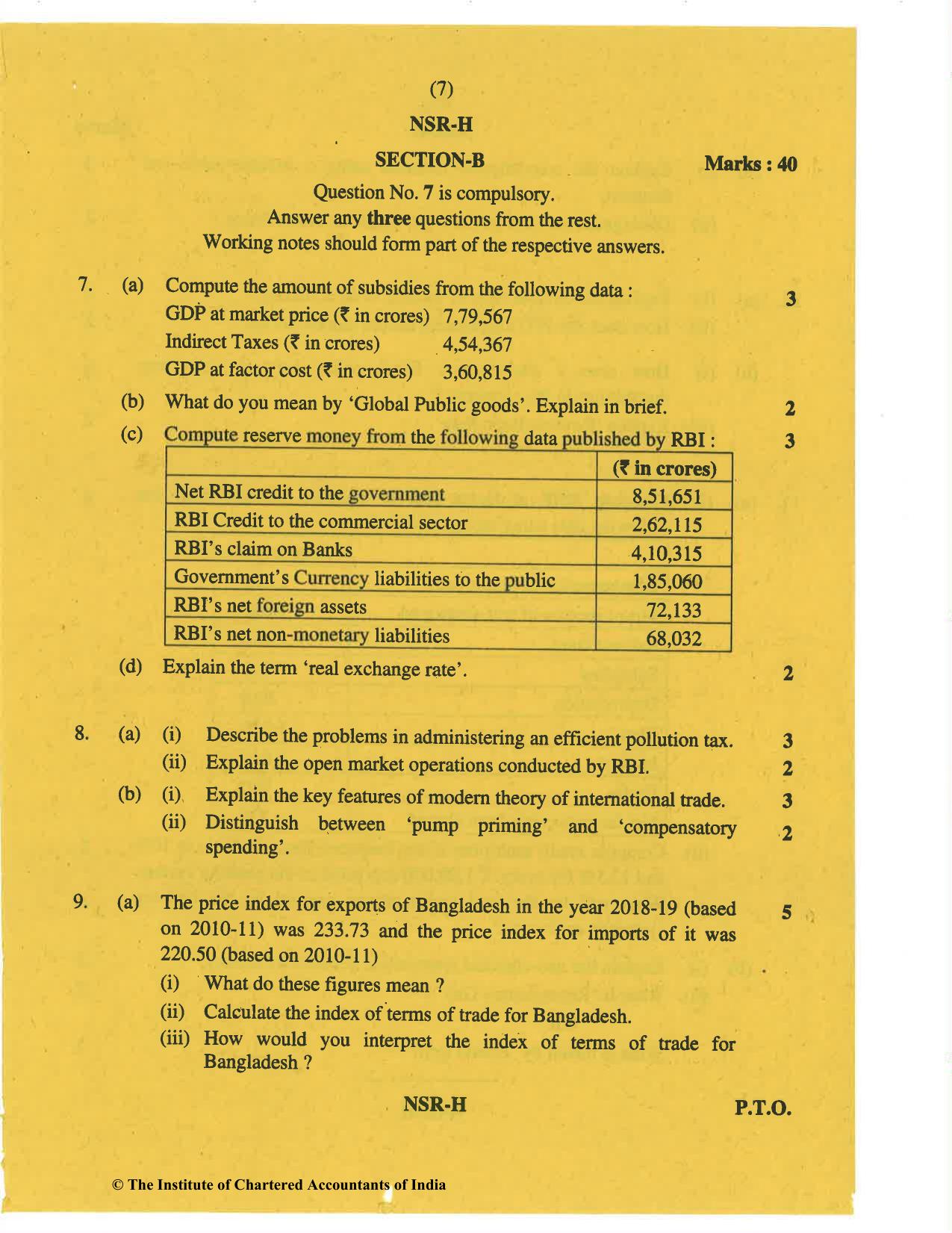 CA Inter Nov 2019 Question Paper - Paper 8 – Financial Management & Economics for Finance - Page 7