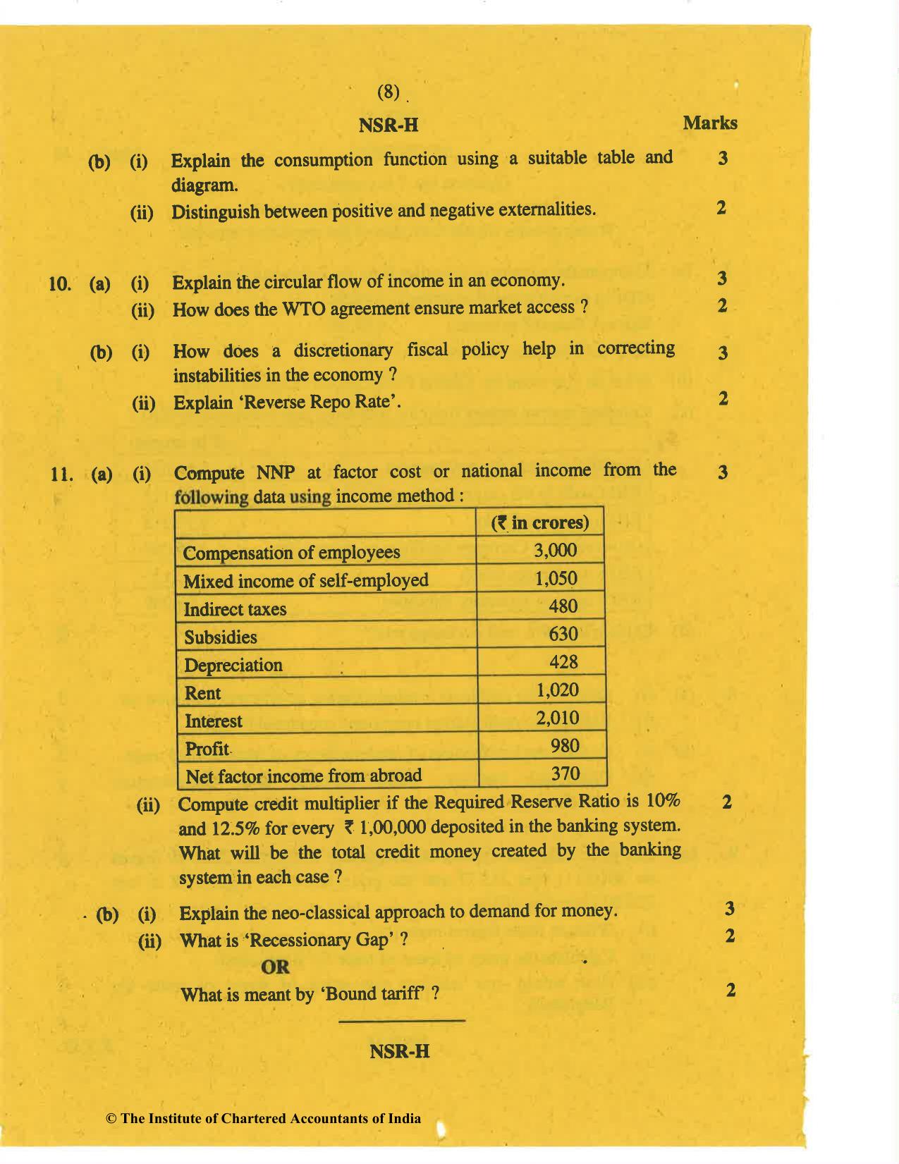 CA Inter Nov 2019 Question Paper - Paper 8 – Financial Management & Economics for Finance - Page 8