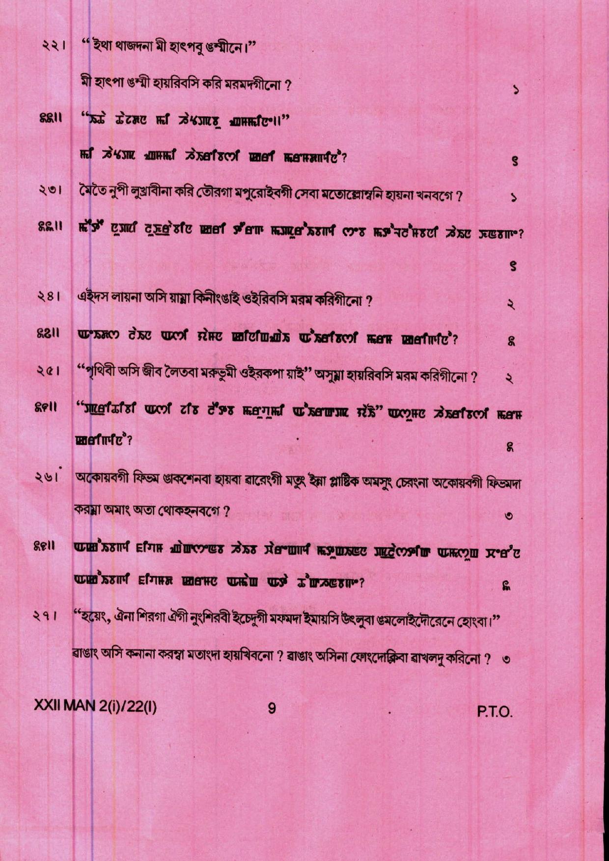 COHSEM 12th Question Papers Improvement 2022 Manipuri (M.I.L.) - Page 9