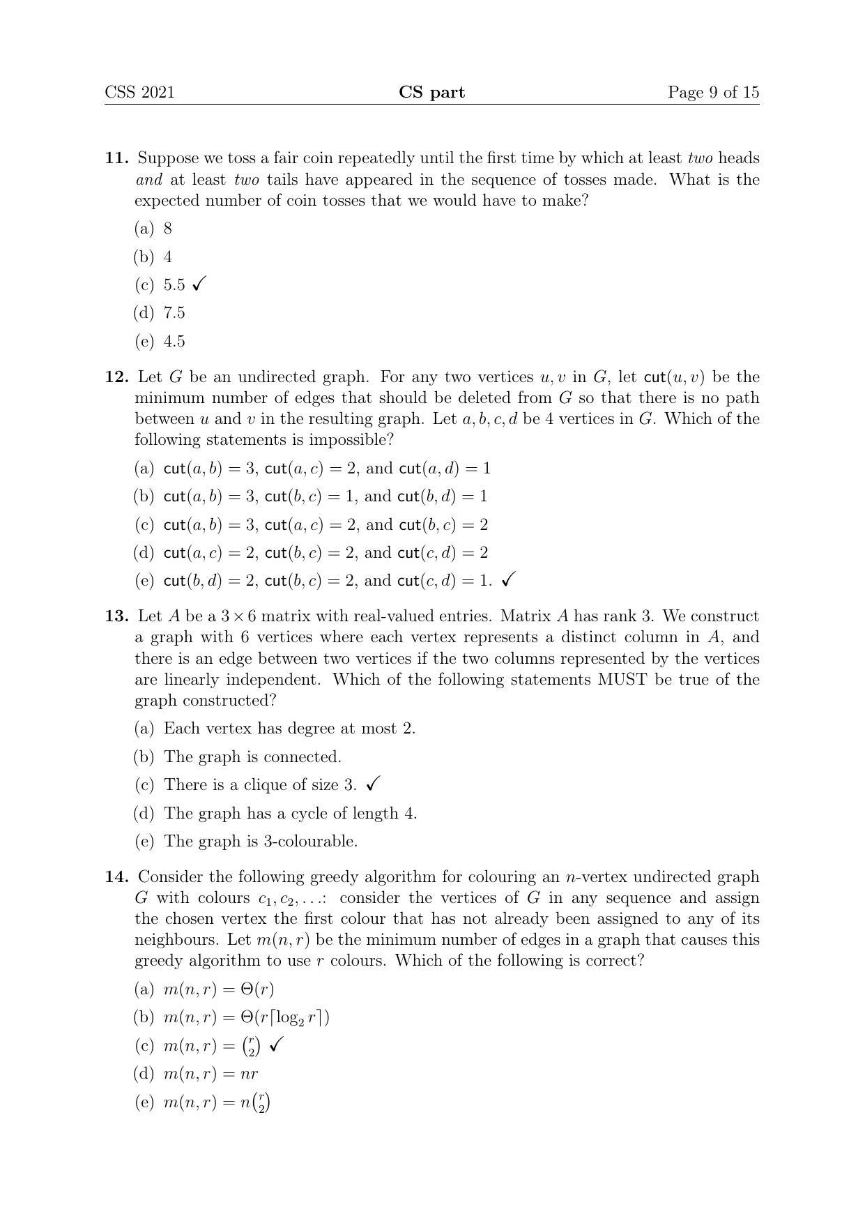 TIFR GS 2021 Computer & Systems Sciences Question Paper - Page 9