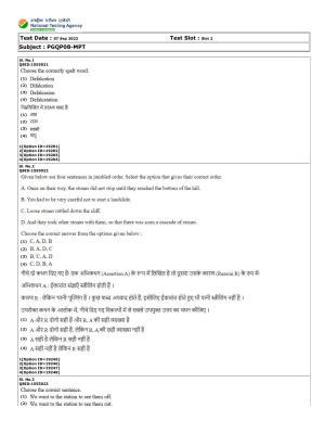 CUET (PG) 2022: PGQP-08 MPT (07-09-2022) Question Paper