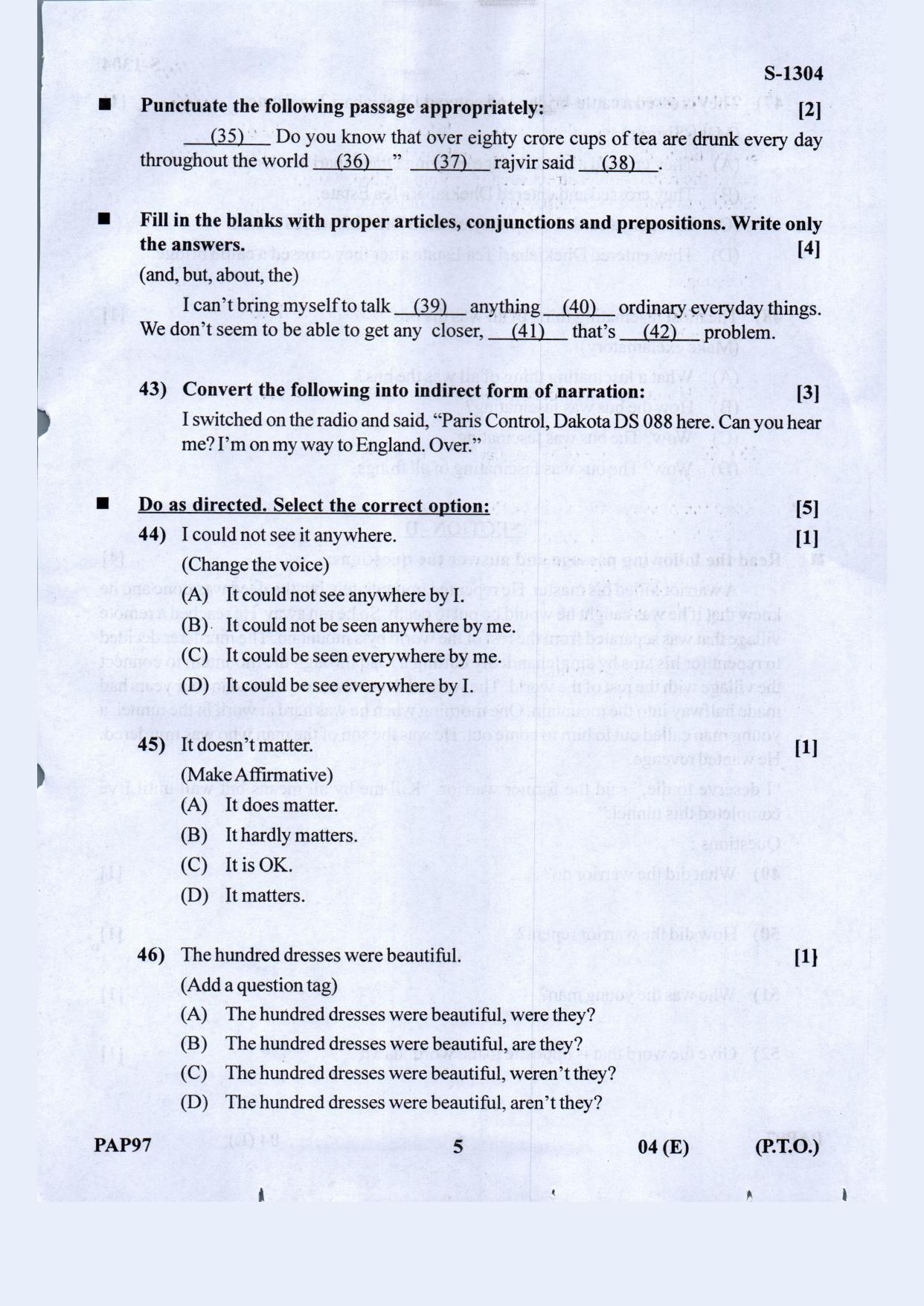 Gujarat Board Class 10th English F.L March-April 2022 Question Paper - Page 5