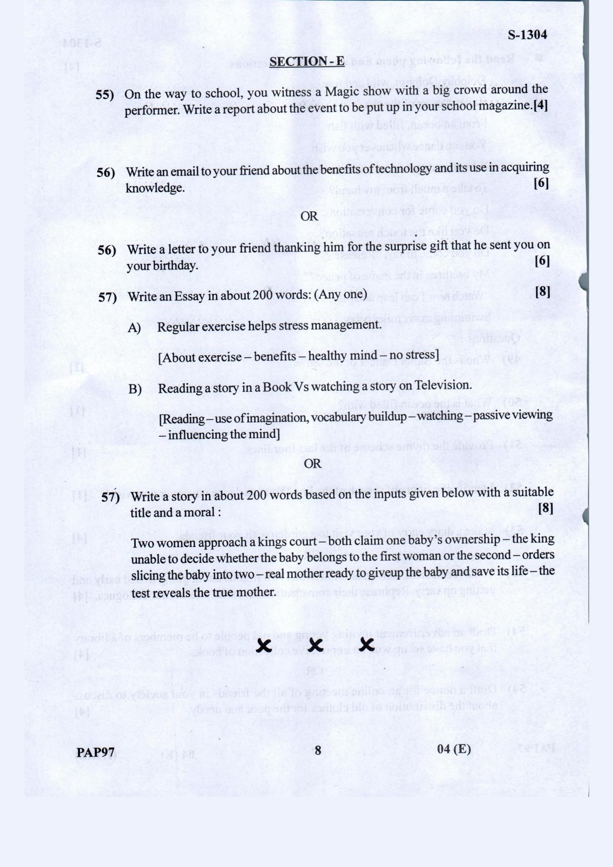 Gujarat Board Class 10th English F.L March-April 2022 Question Paper - Page 8