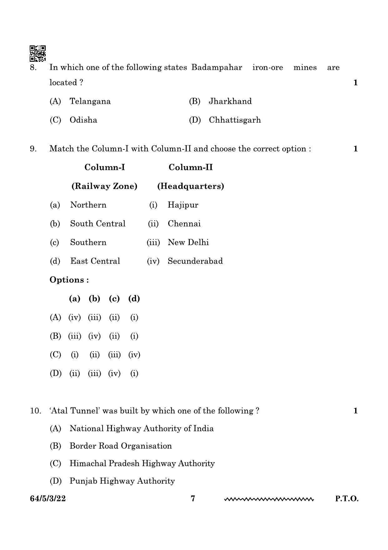 CBSE Class 12 64-5-3 Geography 2024 Question Paper - Page 7