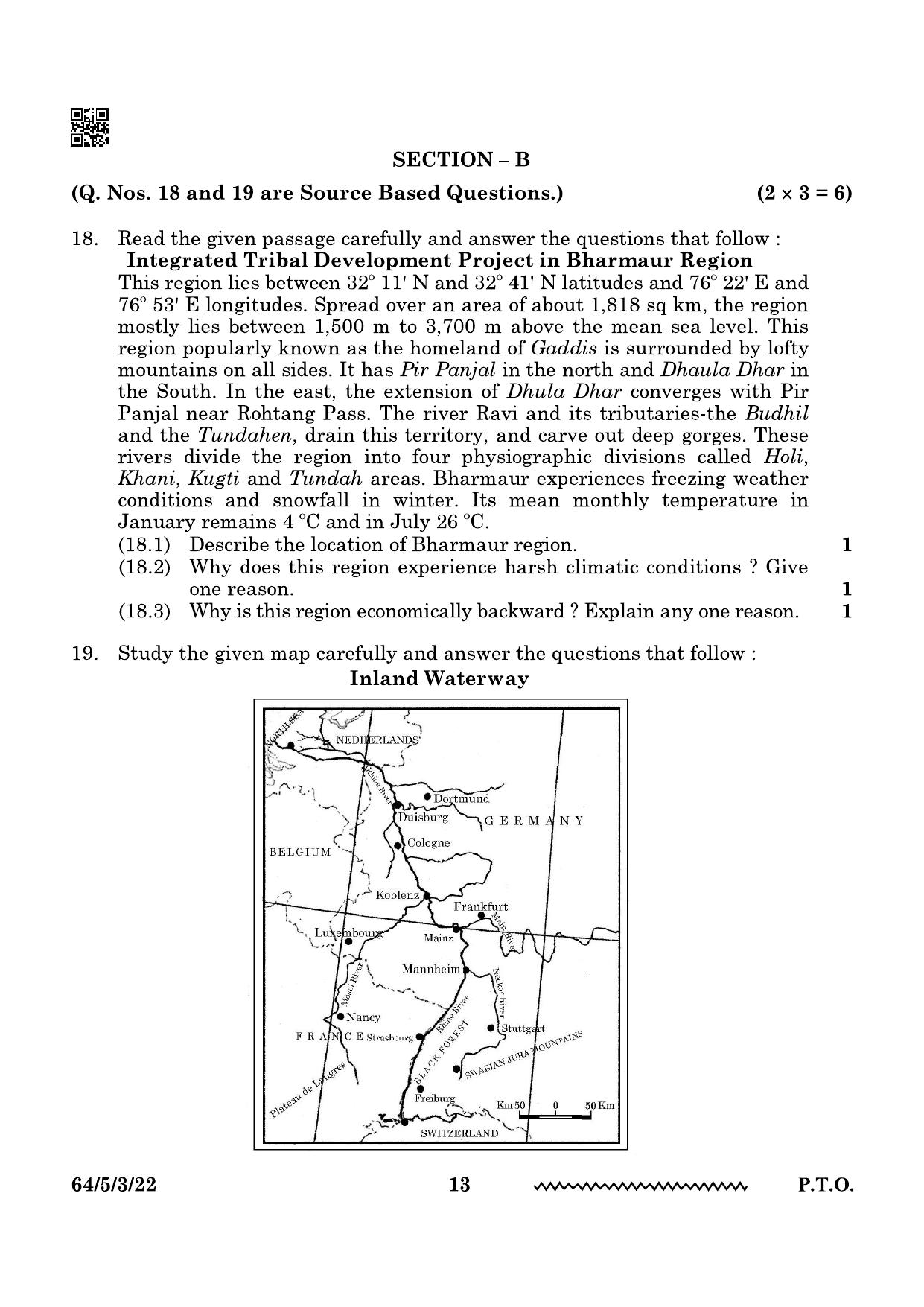 CBSE Class 12 64-5-3 Geography 2024 Question Paper - Page 13