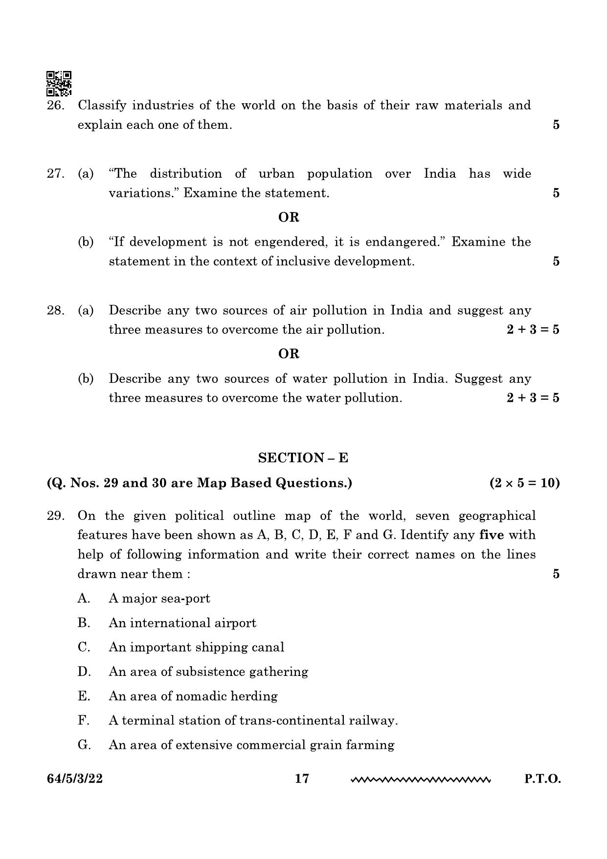 CBSE Class 12 64-5-3 Geography 2024 Question Paper - Page 17