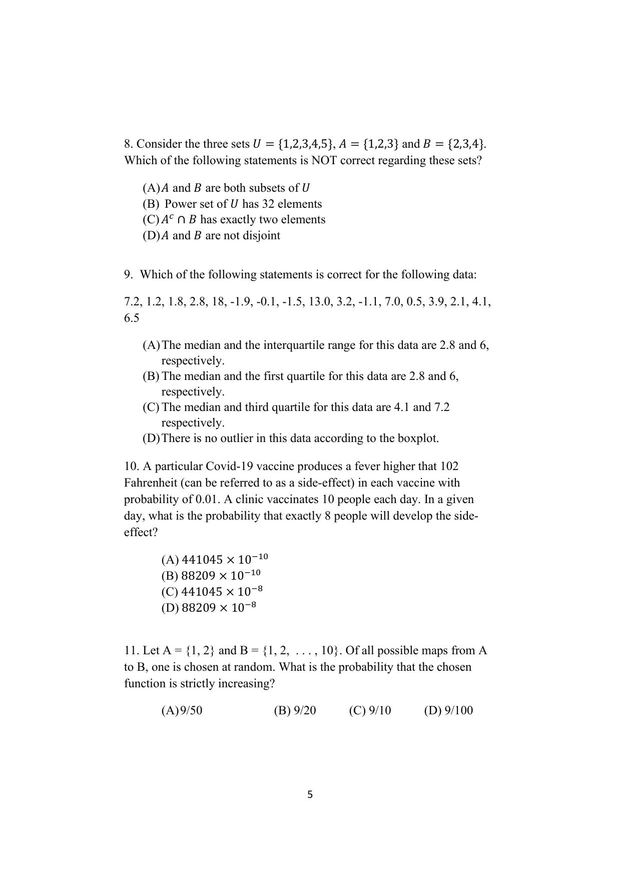 ISI Admission Test PG Diploma in Agricultural and Rural Management with Statistical Methods and Analytics (DRA) 2024 Sample Paper - Page 3