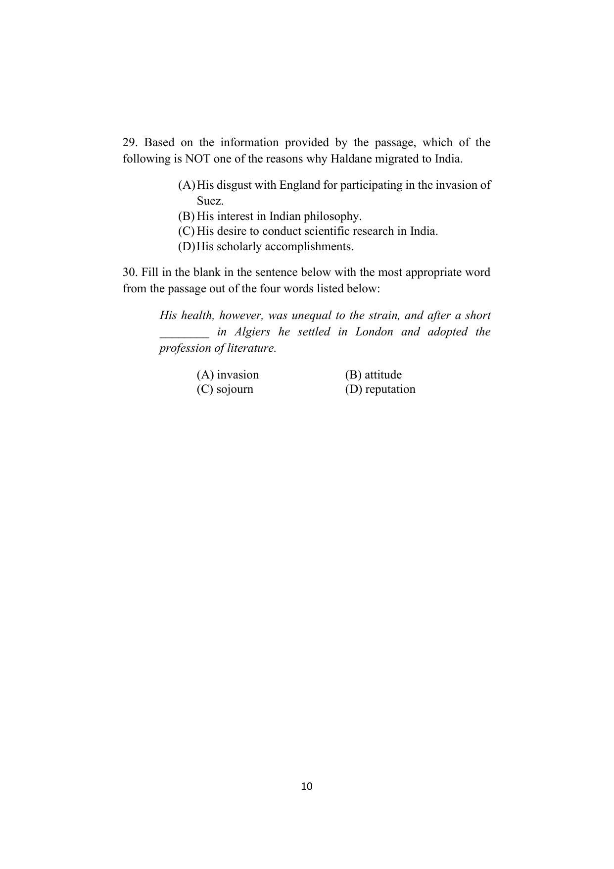 ISI Admission Test PG Diploma in Agricultural and Rural Management with Statistical Methods and Analytics (DRA) 2024 Sample Paper - Page 8