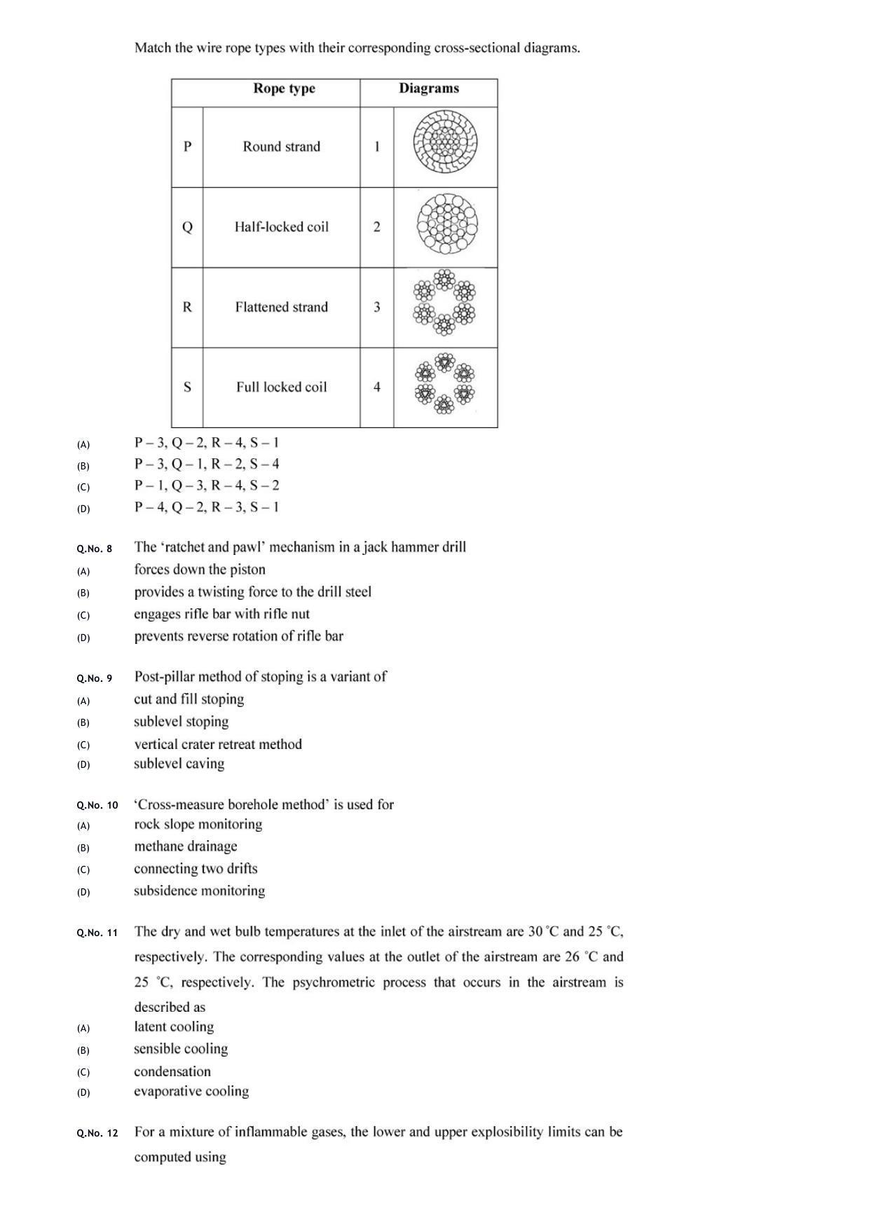 GATE 2020 Mining Engineering (MN) Question Paper - Page 5