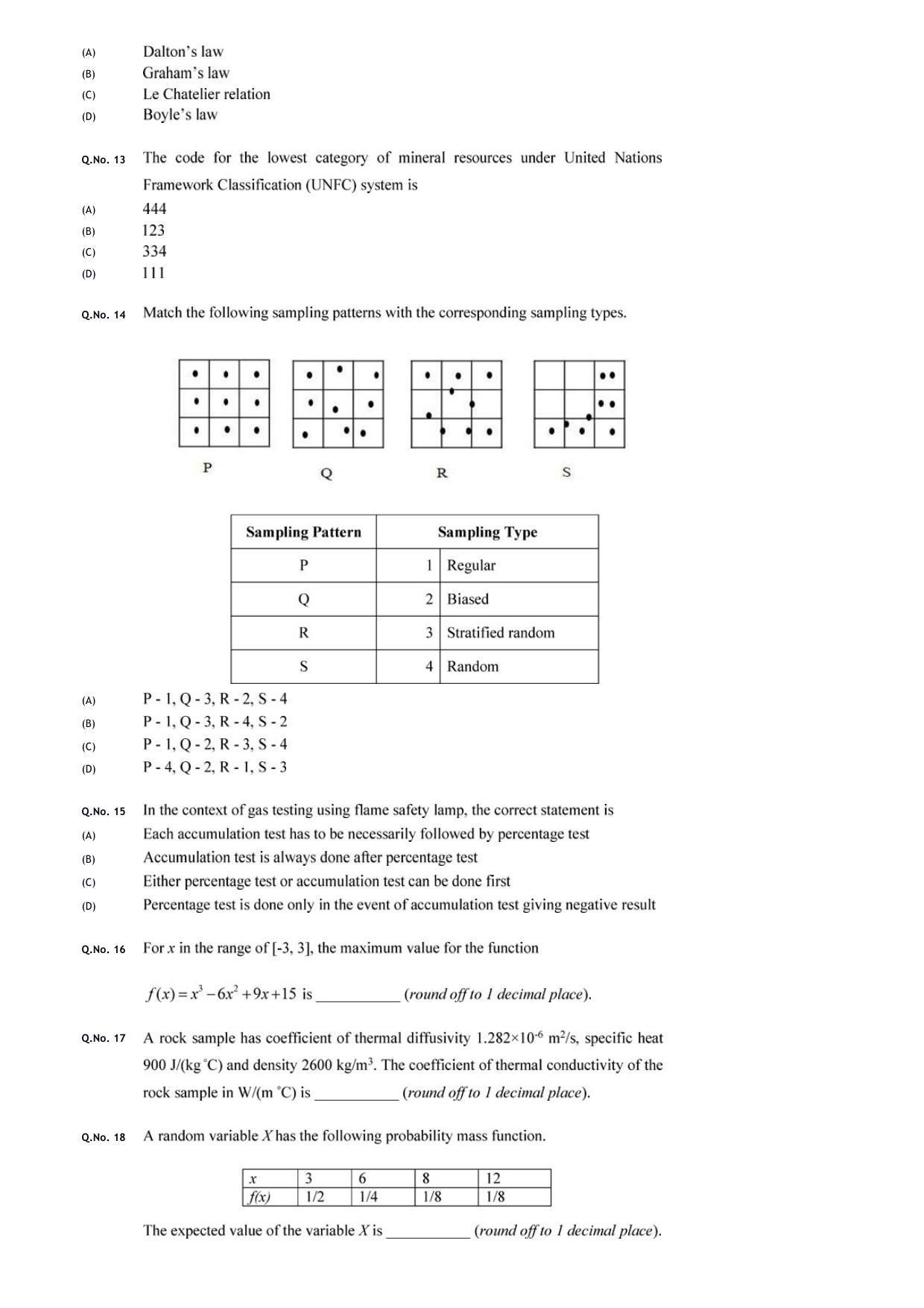 GATE 2020 Mining Engineering (MN) Question Paper - Page 6