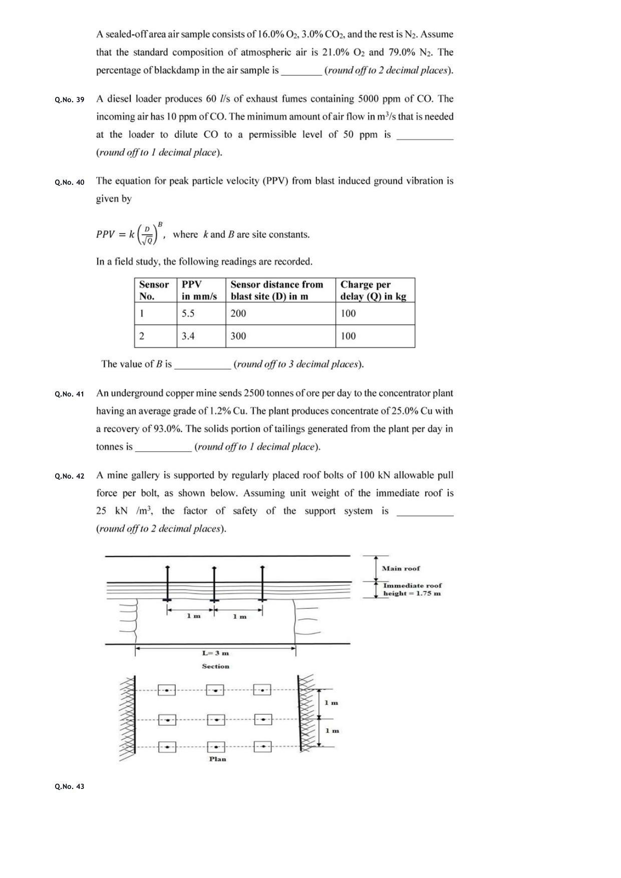 GATE 2020 Mining Engineering (MN) Question Paper - Page 10