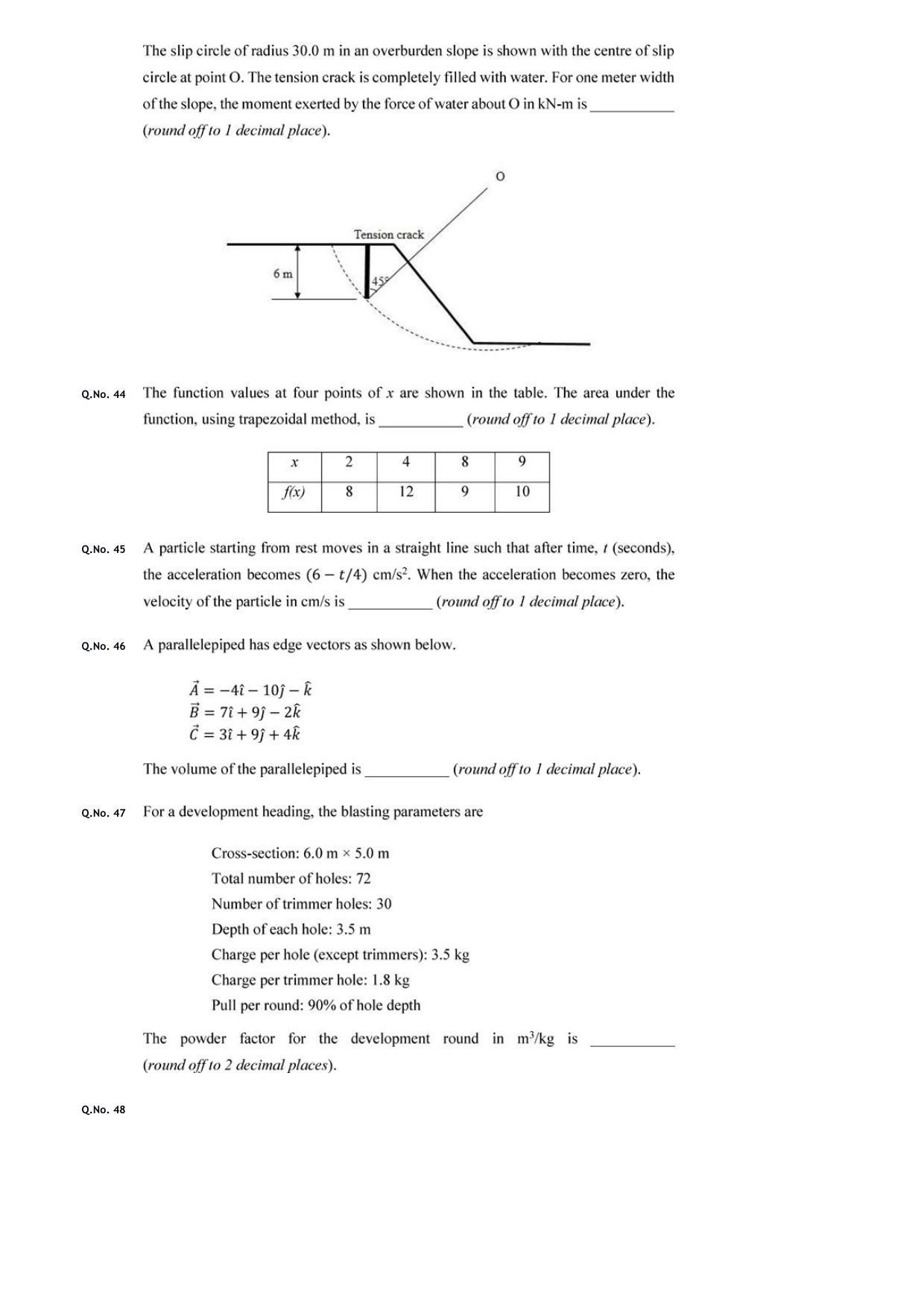 GATE 2020 Mining Engineering (MN) Question Paper - Page 11