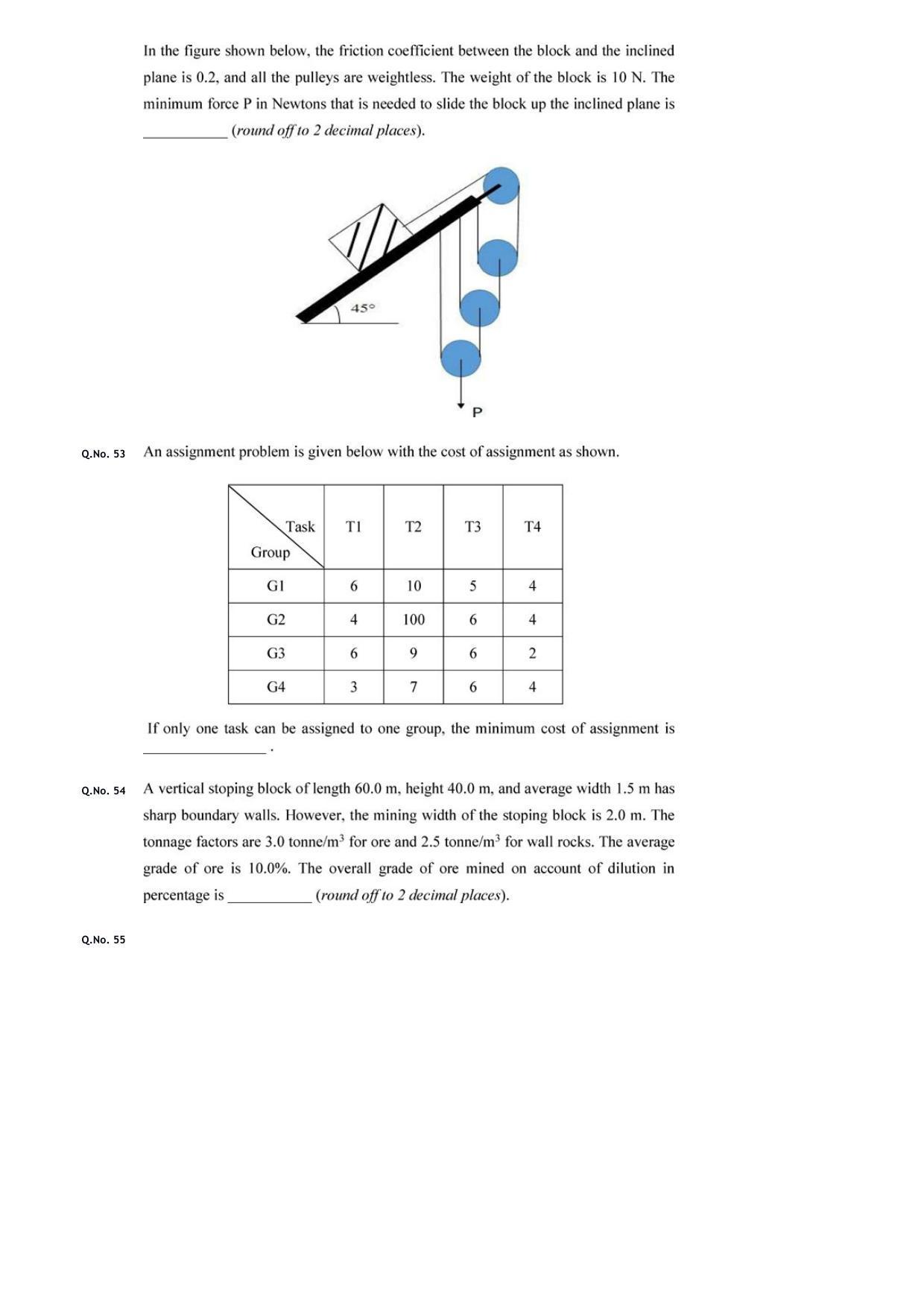 GATE 2020 Mining Engineering (MN) Question Paper - Page 13