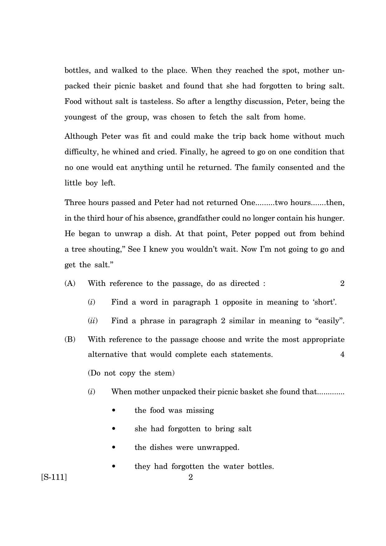 Goa Board Class 10 English (June 2019) Question Paper - Page 2