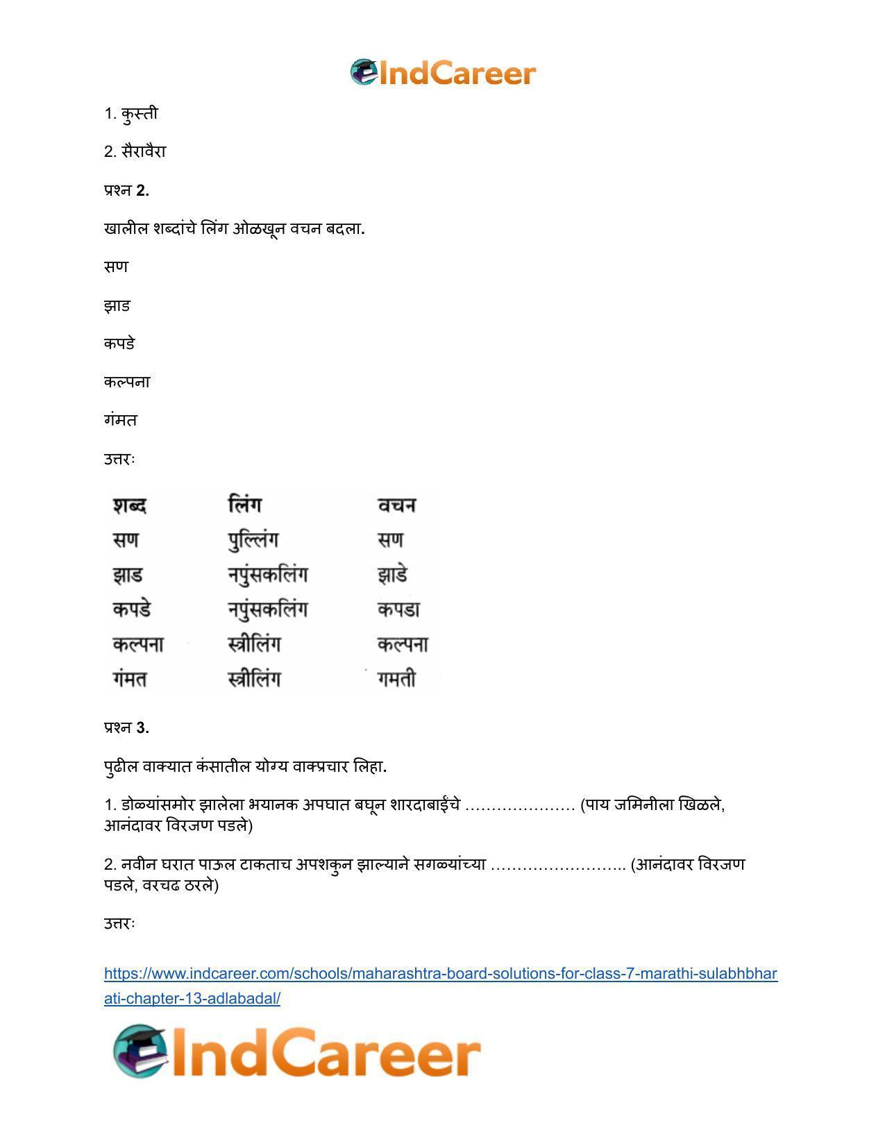 Maharashtra Board Solutions for Class 7- Marathi Sulabhbharati: Chapter 13- अदलाबदल - Page 17