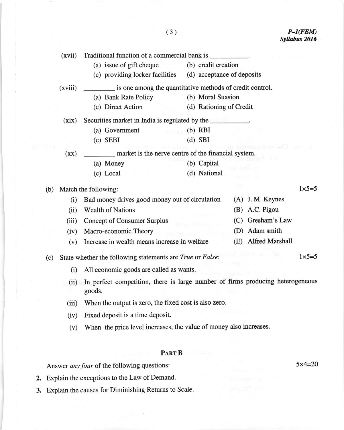 ICMAI June 2018 Fundamentals of Economics and Management (sec. A) Question Paper  - Page 3