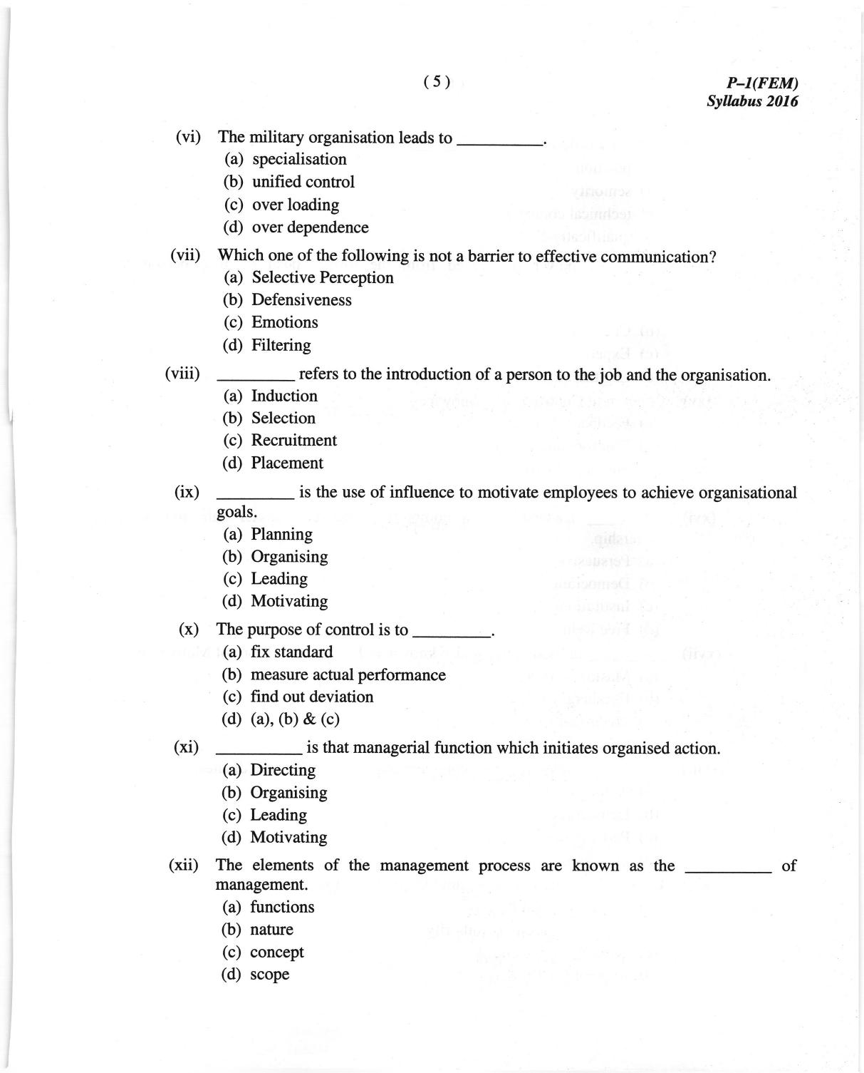 ICMAI June 2018 Fundamentals of Economics and Management (sec. A) Question Paper  - Page 5