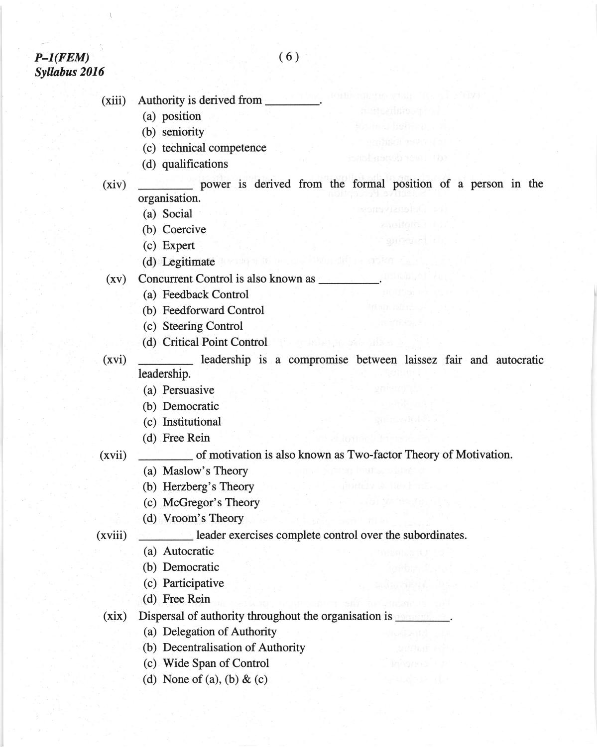 ICMAI June 2018 Fundamentals of Economics and Management (sec. A) Question Paper  - Page 6