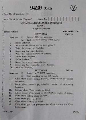 AP Inter 2nd Year Medical Surgical Conditions-II (old) March-2020-Vocational Question Paper