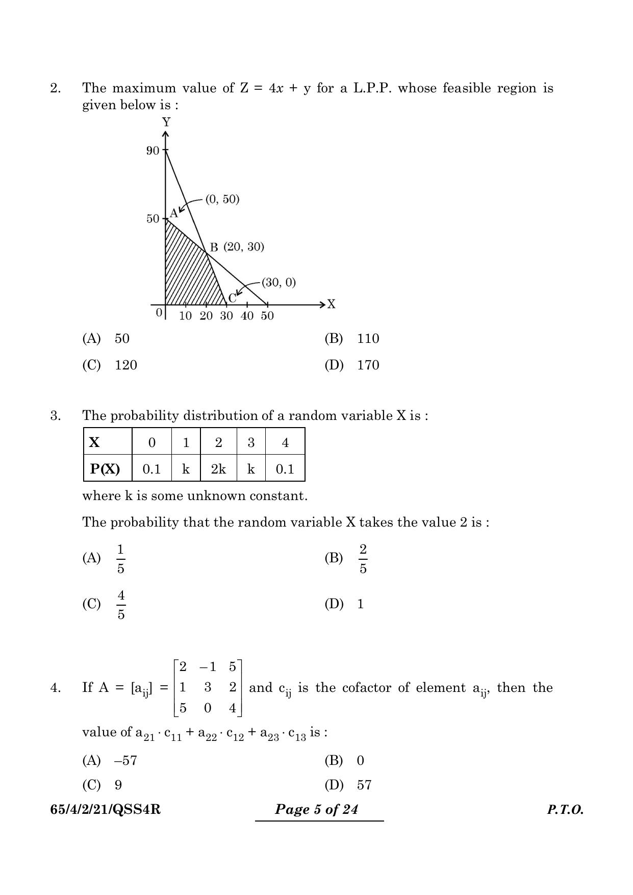 CBSE Class 12 65-4-2 Mathematics 2024 Question Paper - Page 5