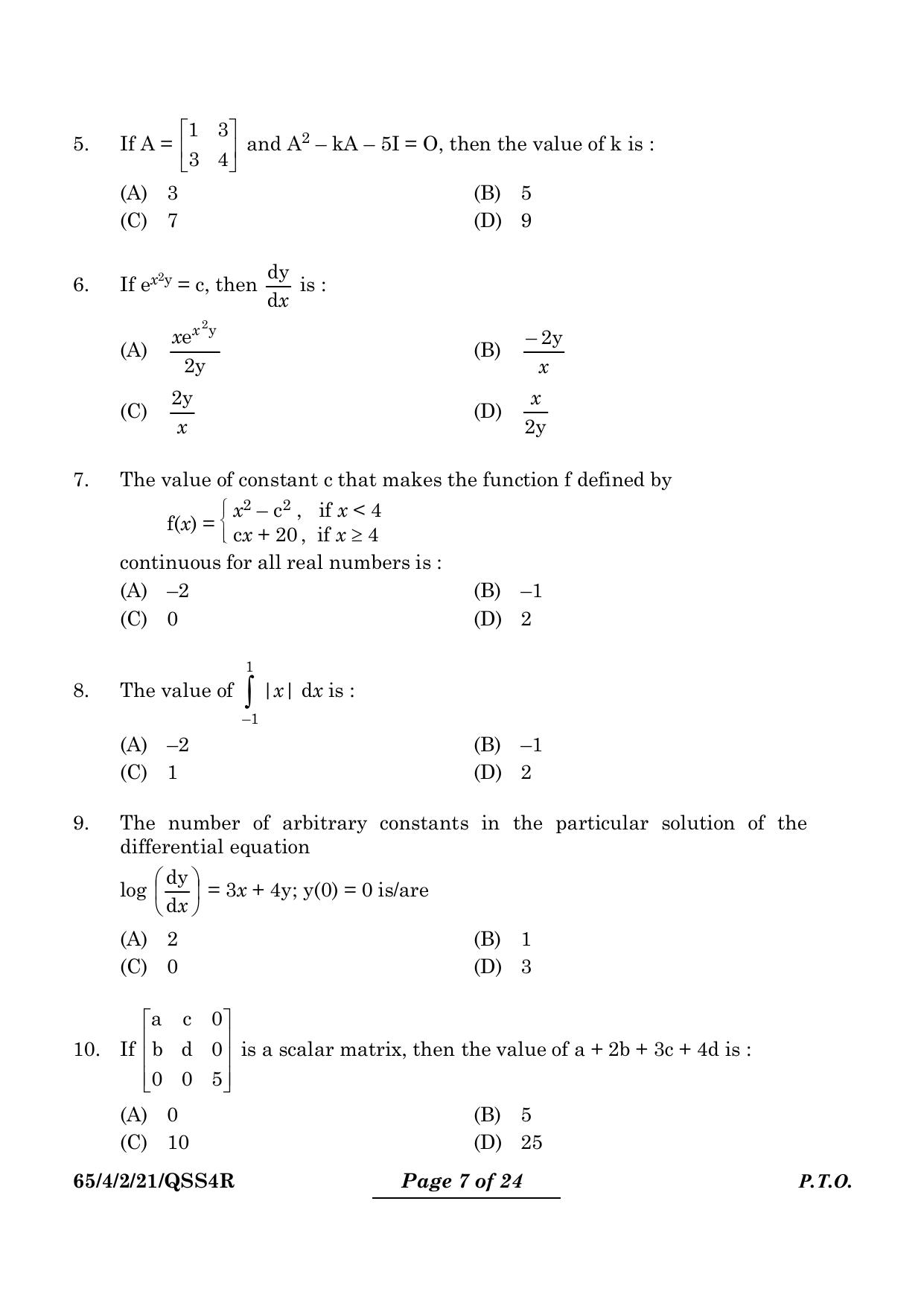 CBSE Class 12 65-4-2 Mathematics 2024 Question Paper - Page 7