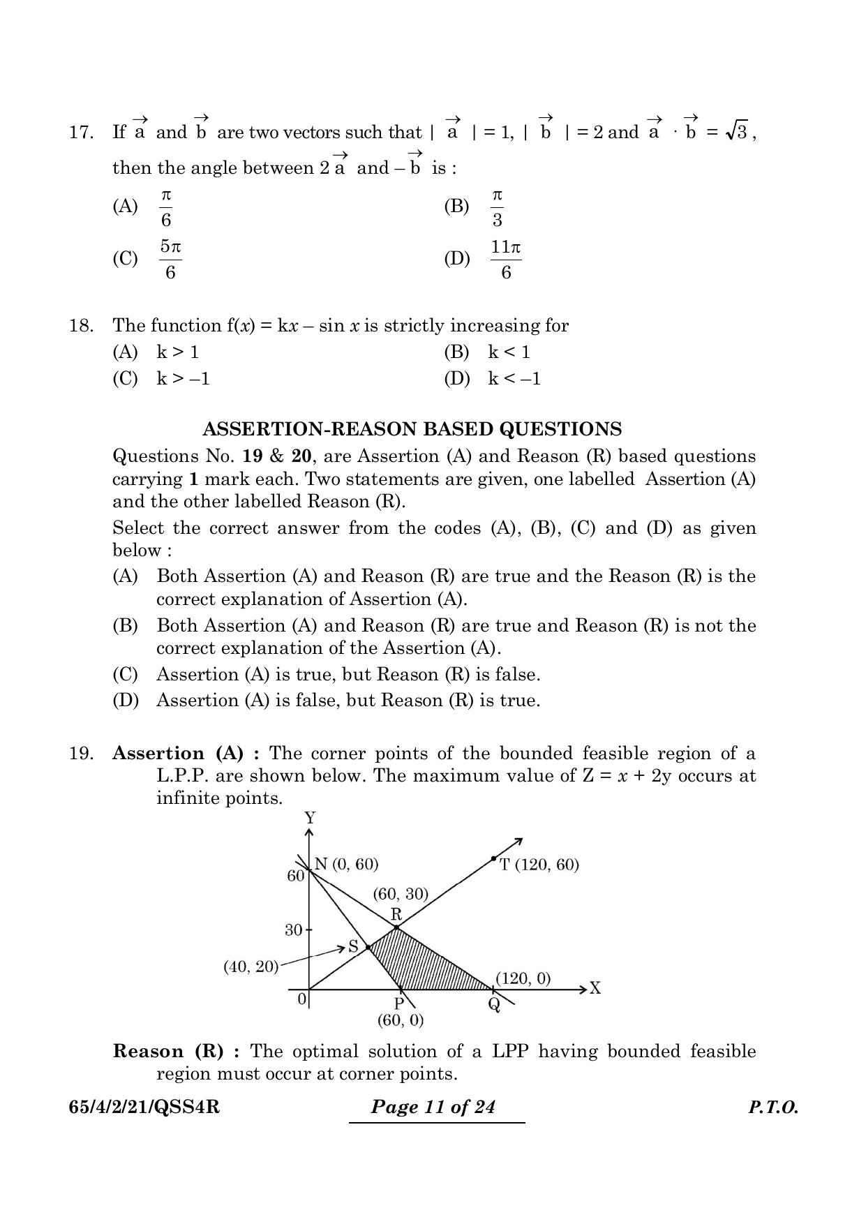 CBSE Class 12 65-4-2 Mathematics 2024 Question Paper - Page 11