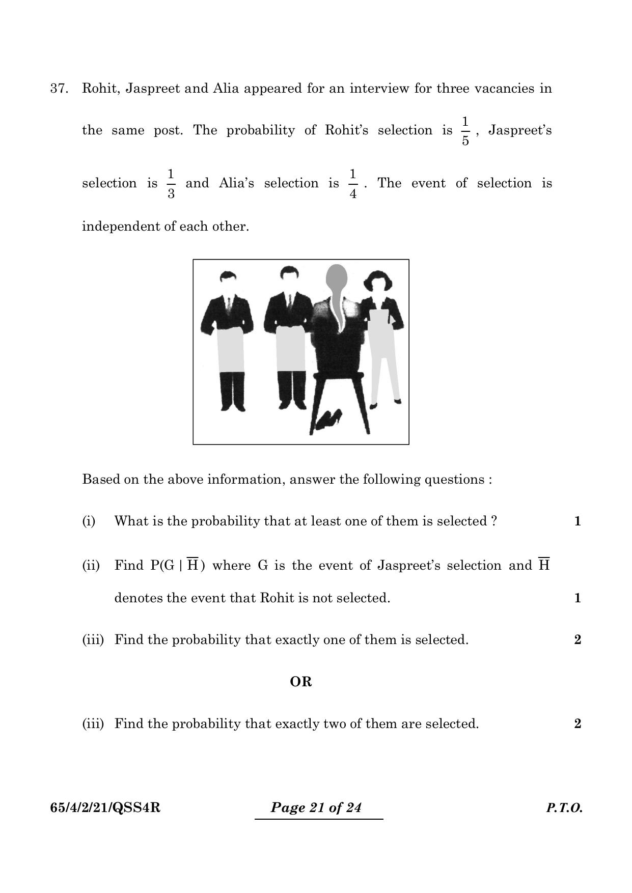 CBSE Class 12 65-4-2 Mathematics 2024 Question Paper - Page 21