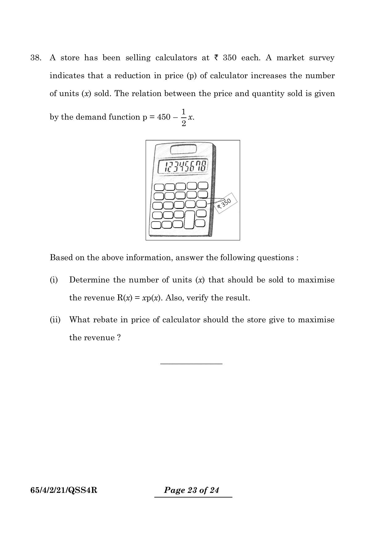 CBSE Class 12 65-4-2 Mathematics 2024 Question Paper - Page 23