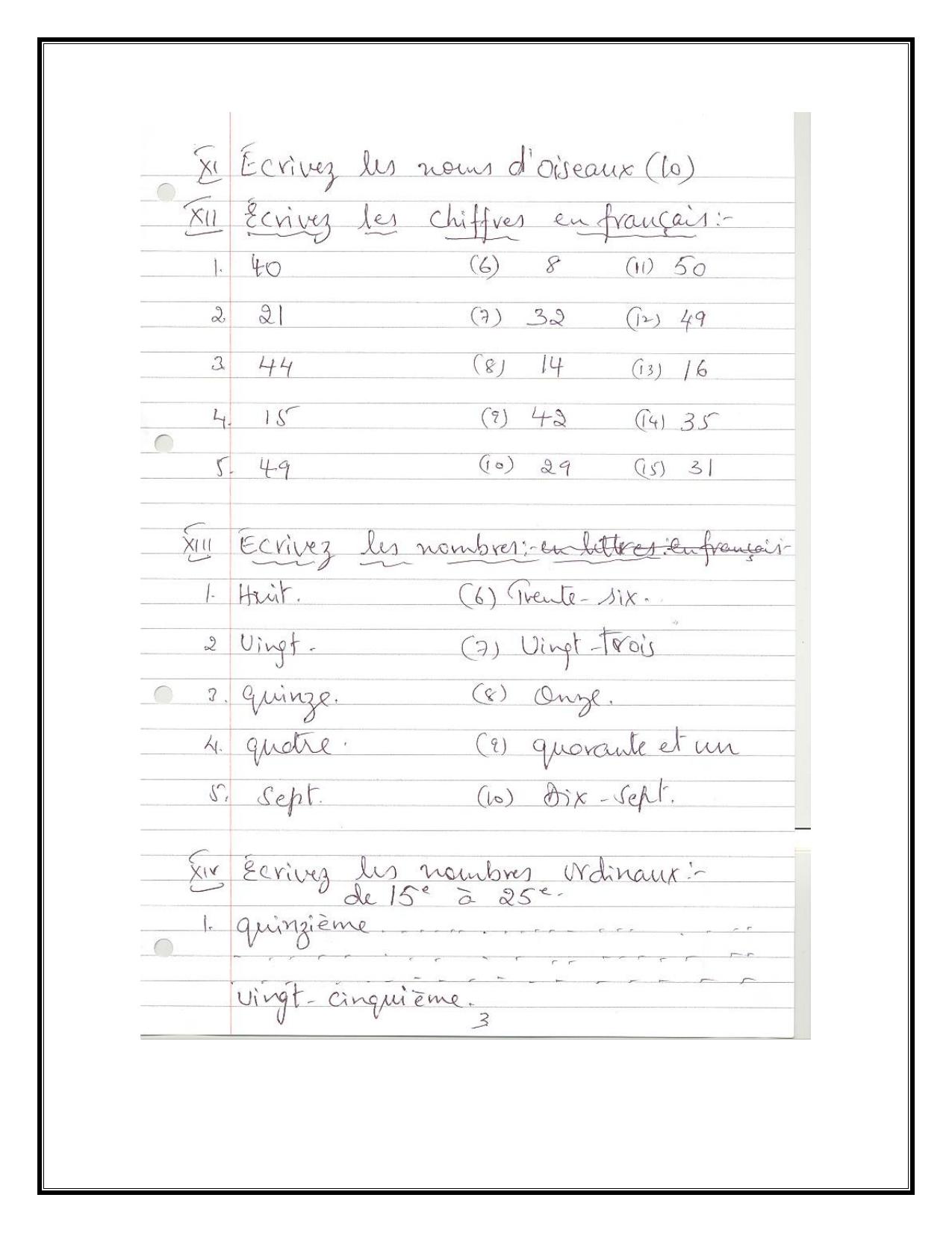 Worksheet for Class 3 French Assignment 7 - Page 3