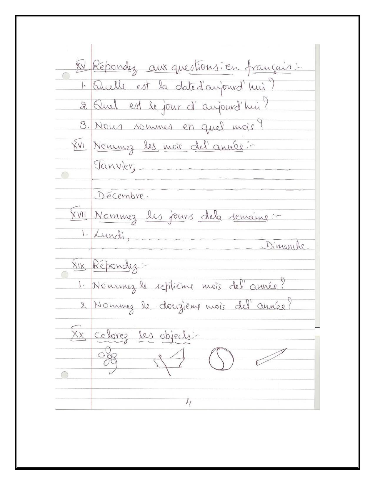 Worksheet for Class 3 French Assignment 7 - Page 4