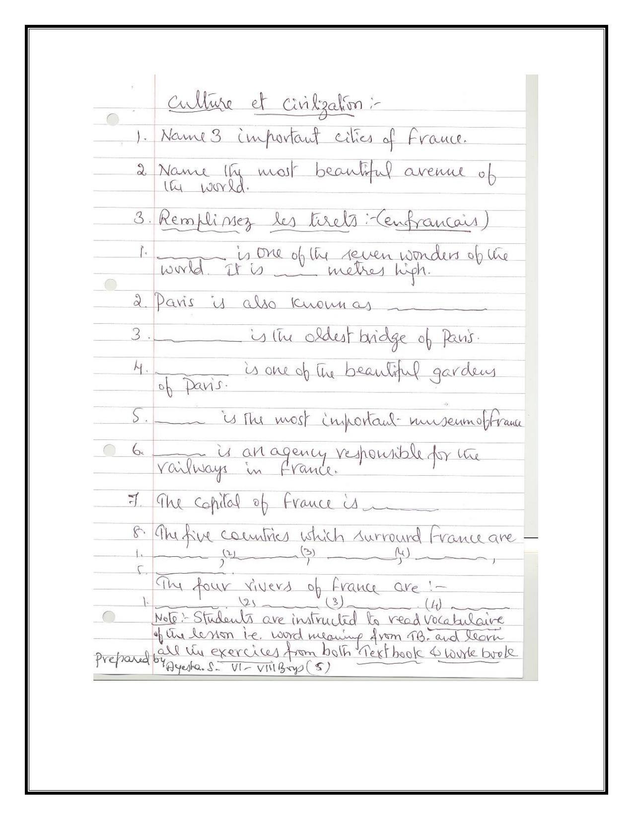 Worksheet for Class 3 French Assignment 7 - Page 5
