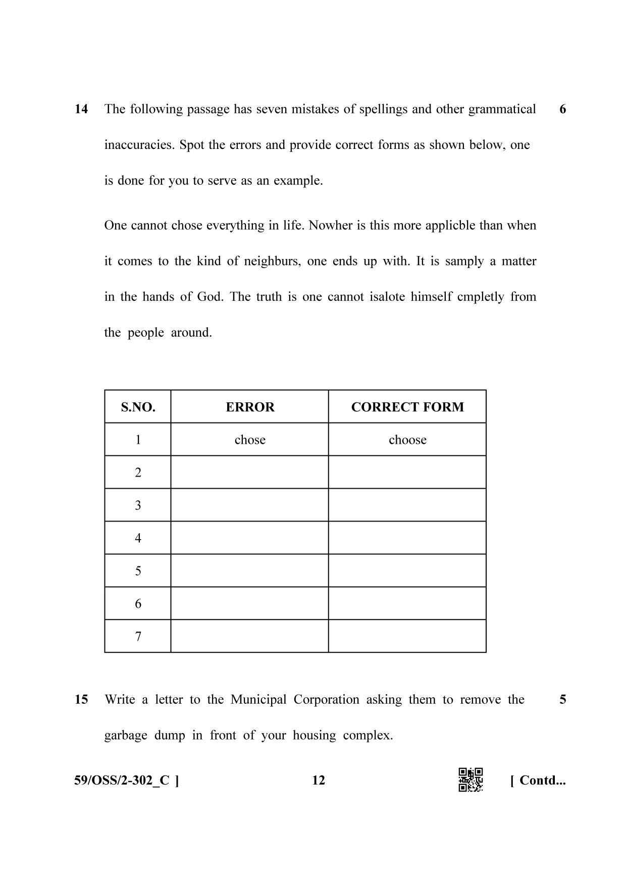 NIOS October 2019 Class 12 English (SET C) Question Paper - Page 12