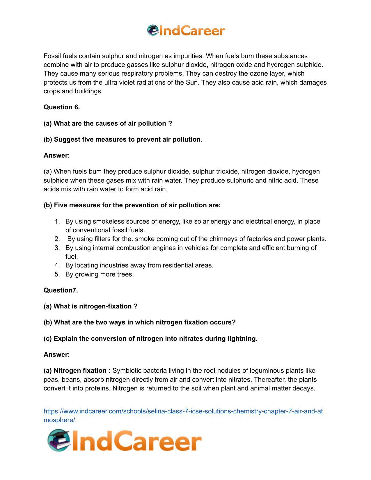 Selina Class 7 ICSE Solutions Chemistry : Chapter 7- Air and Atmosphere - Page 5