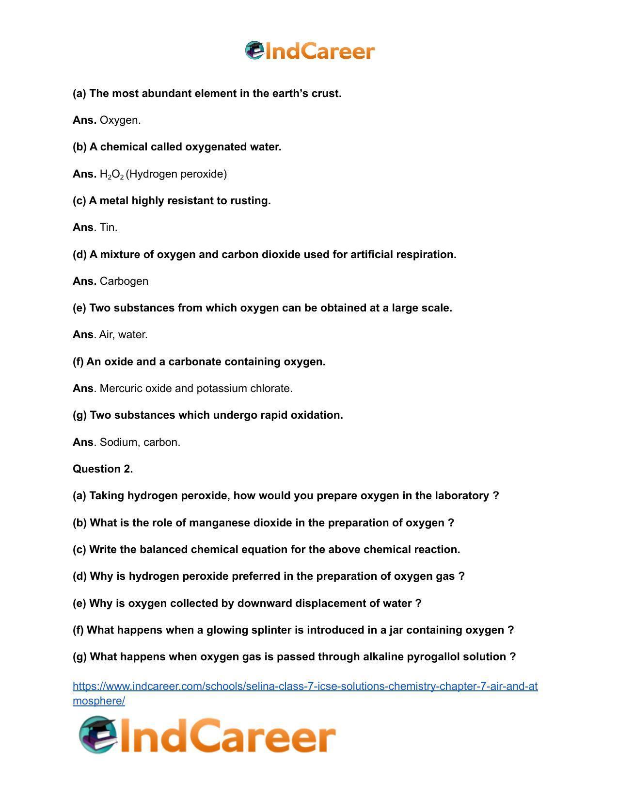 Selina Class 7 ICSE Solutions Chemistry : Chapter 7- Air and Atmosphere - Page 7