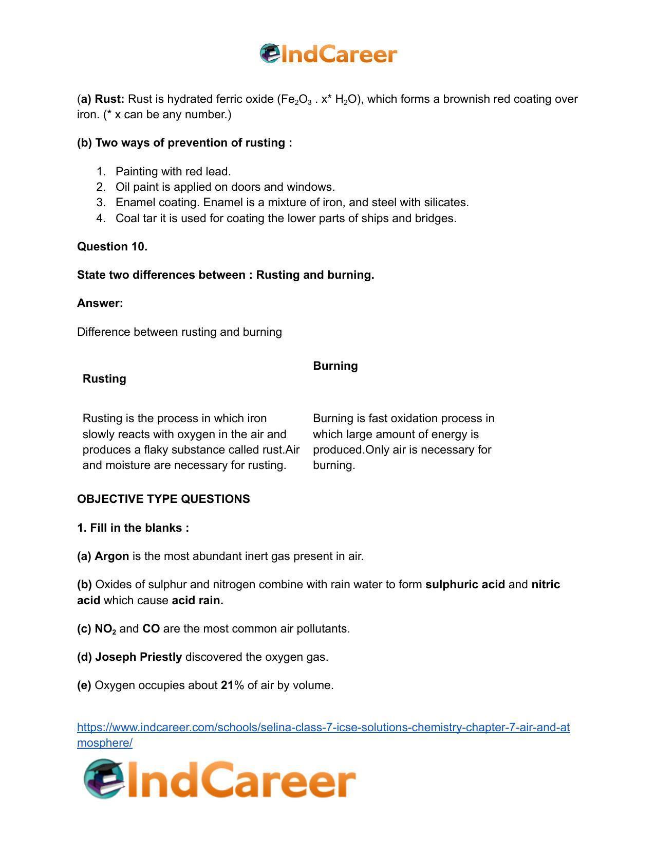 Selina Class 7 ICSE Solutions Chemistry : Chapter 7- Air and Atmosphere - Page 12