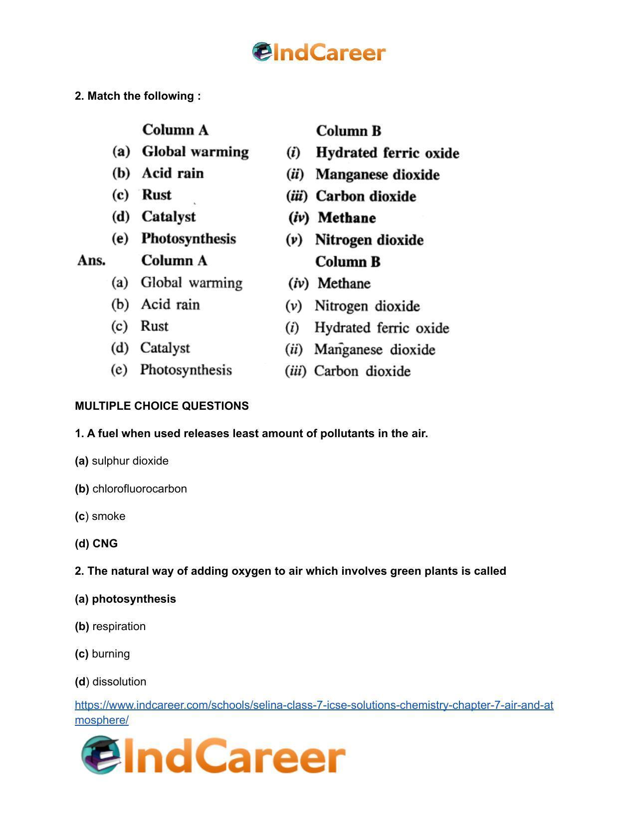 Selina Class 7 ICSE Solutions Chemistry : Chapter 7- Air and Atmosphere - Page 13