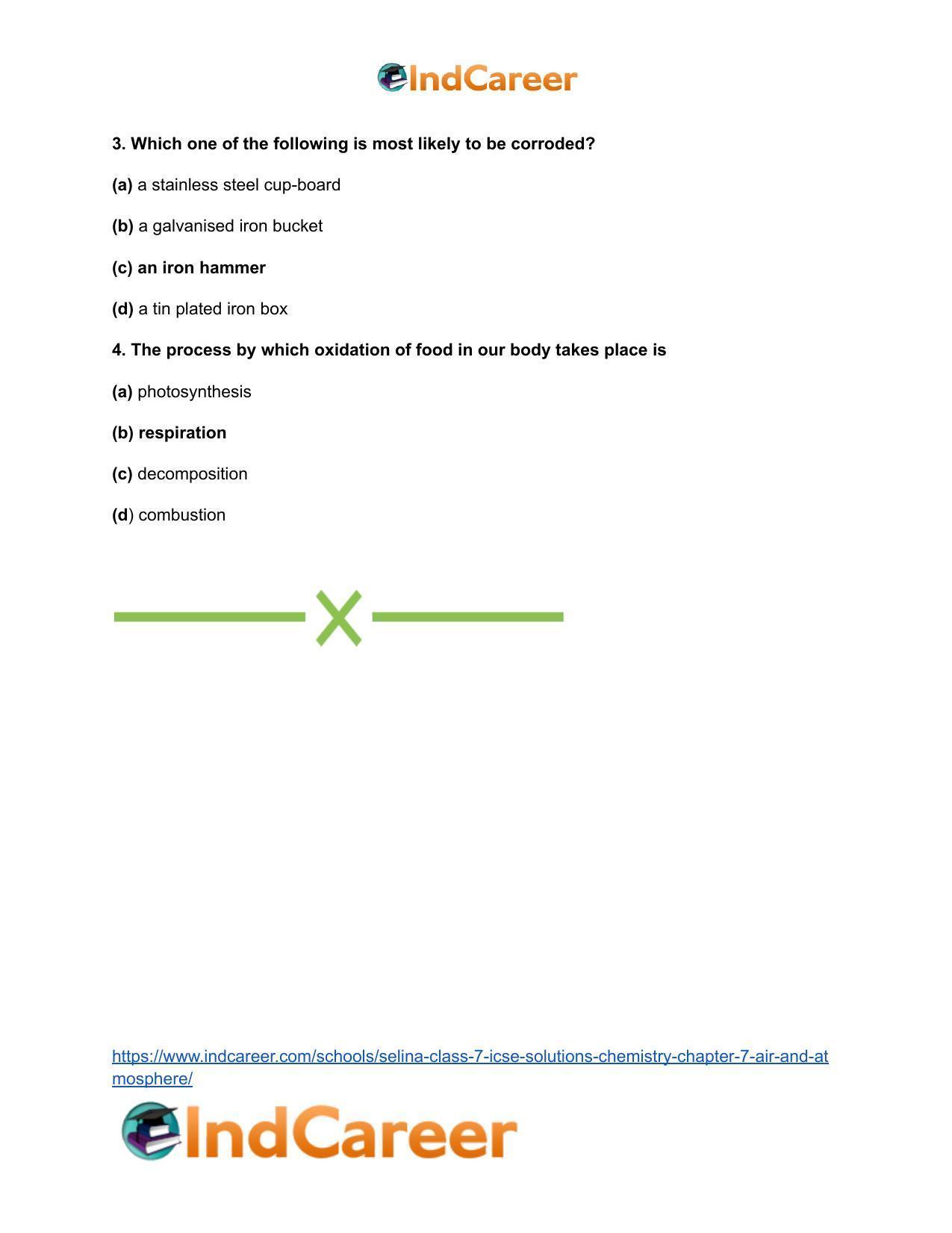 Selina Class 7 ICSE Solutions Chemistry : Chapter 7- Air and Atmosphere - Page 14