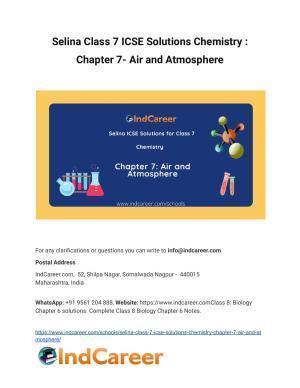 Selina Class 7 ICSE Solutions Chemistry : Chapter 7- Air and Atmosphere