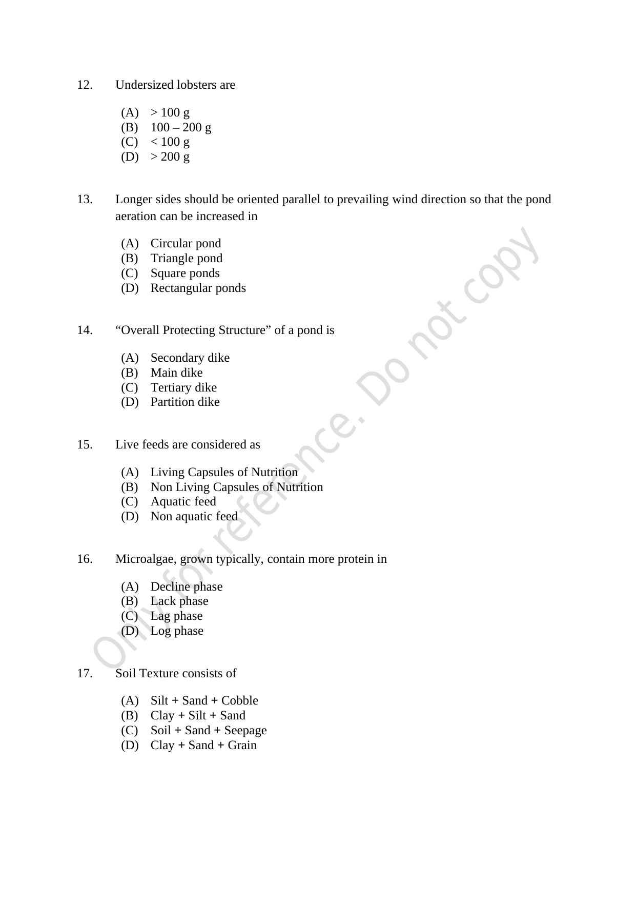 CUSAT CAT 2021 Fisheries Question Paper - Page 3
