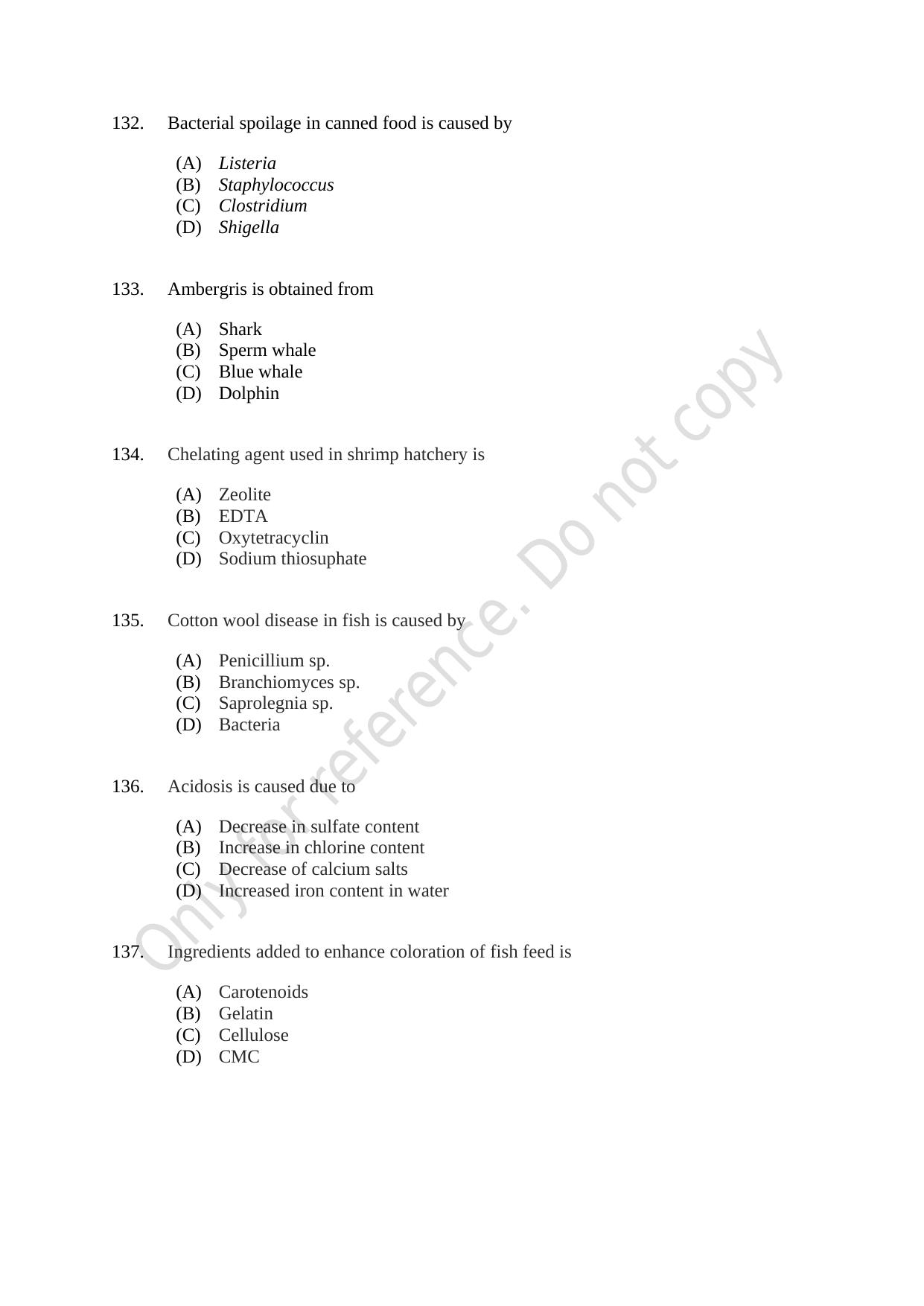 CUSAT CAT 2021 Fisheries Question Paper - Page 23