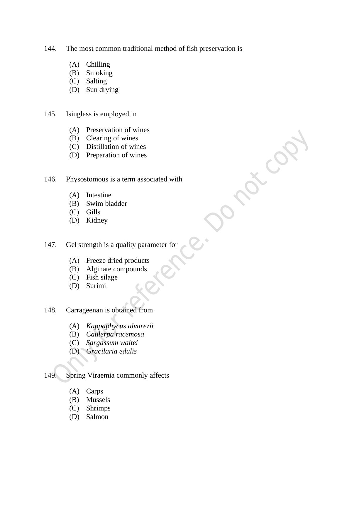 CUSAT CAT 2021 Fisheries Question Paper - Page 25