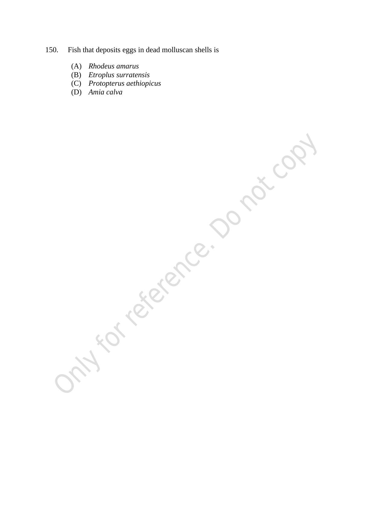 CUSAT CAT 2021 Fisheries Question Paper - Page 26