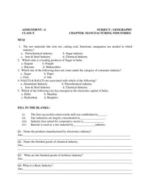 CBSE Worksheets for Class 10 Social Science Geography Assignment 14