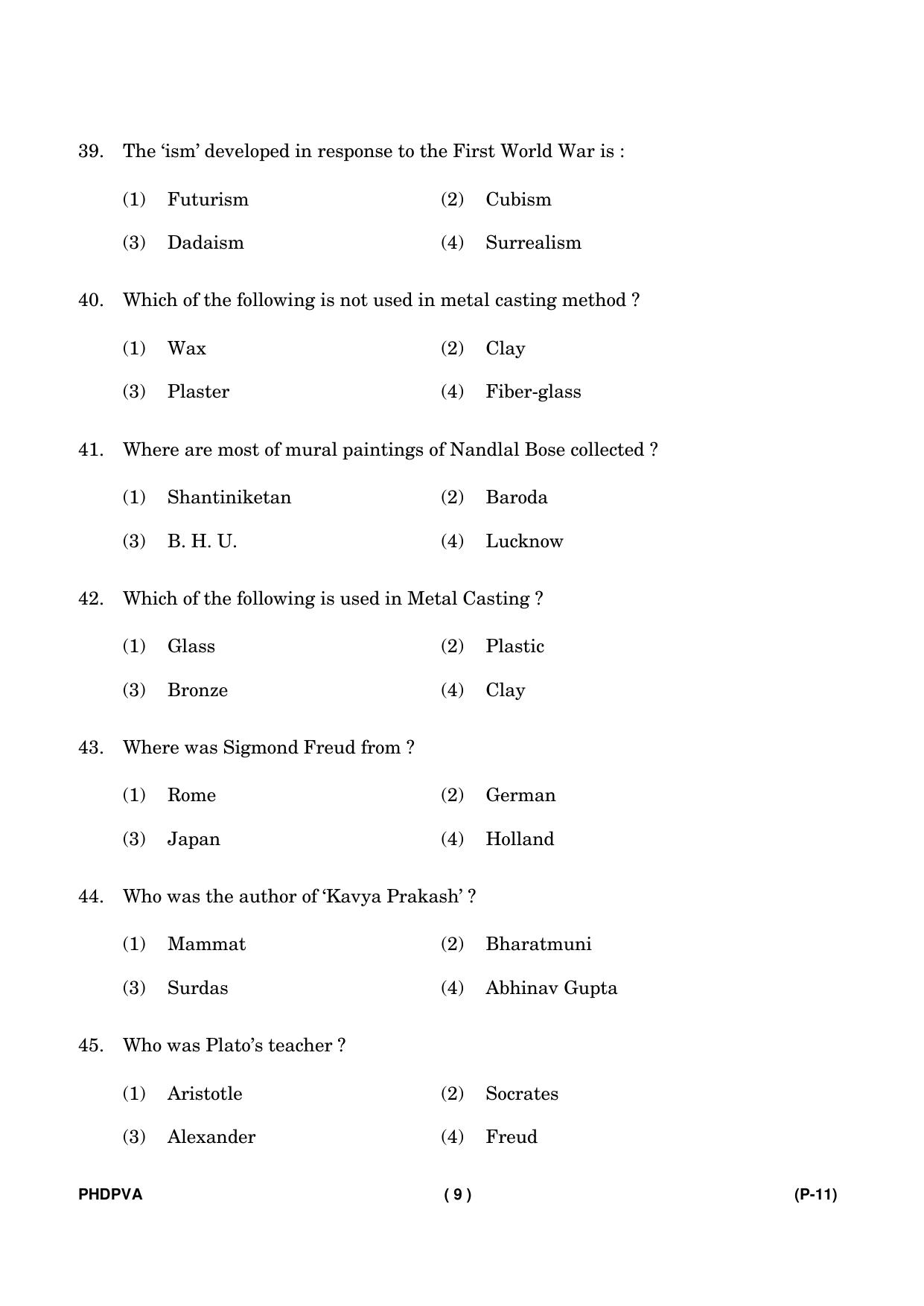 IGNOU PhD Entrance Test Ph. D. (Fine Arts) Entrance Test, July, 2023 Question Paper - Page 10
