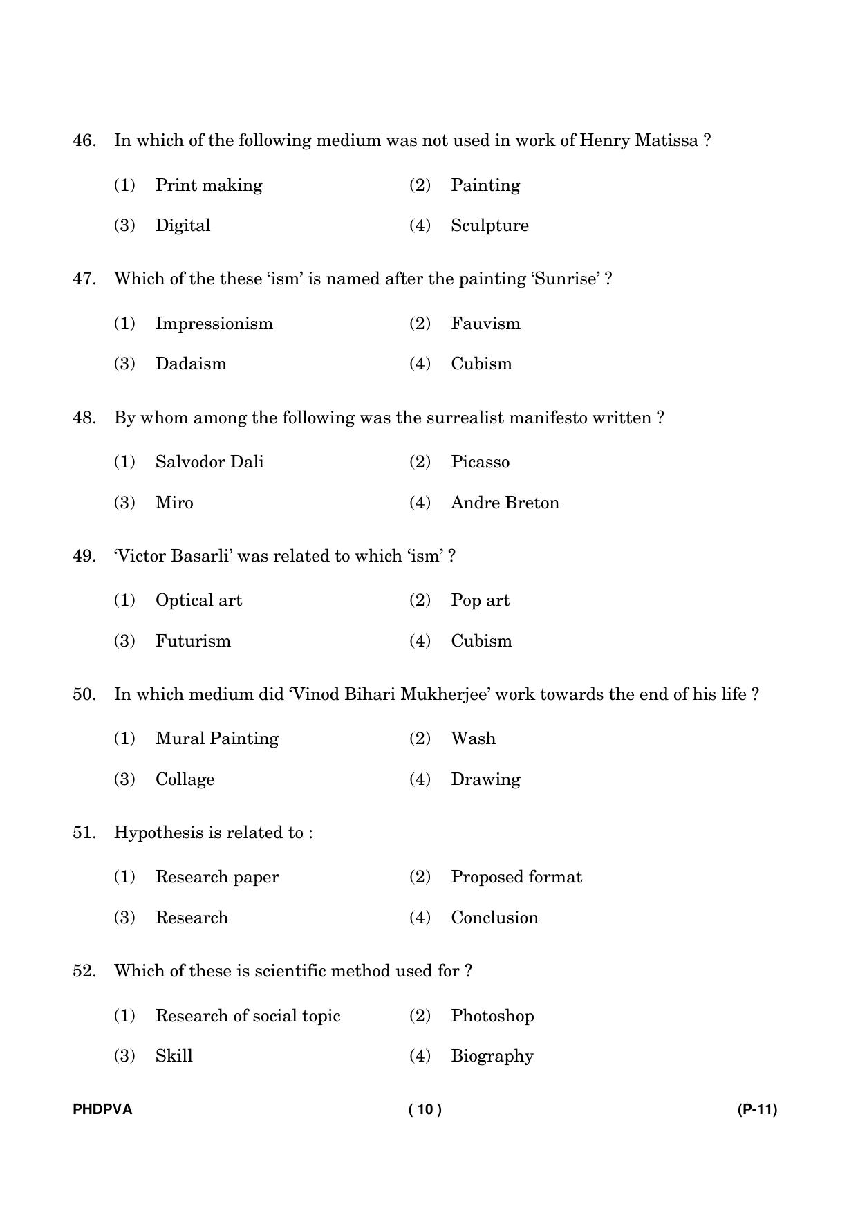 IGNOU PhD Entrance Test Ph. D. (Fine Arts) Entrance Test, July, 2023 Question Paper - Page 11